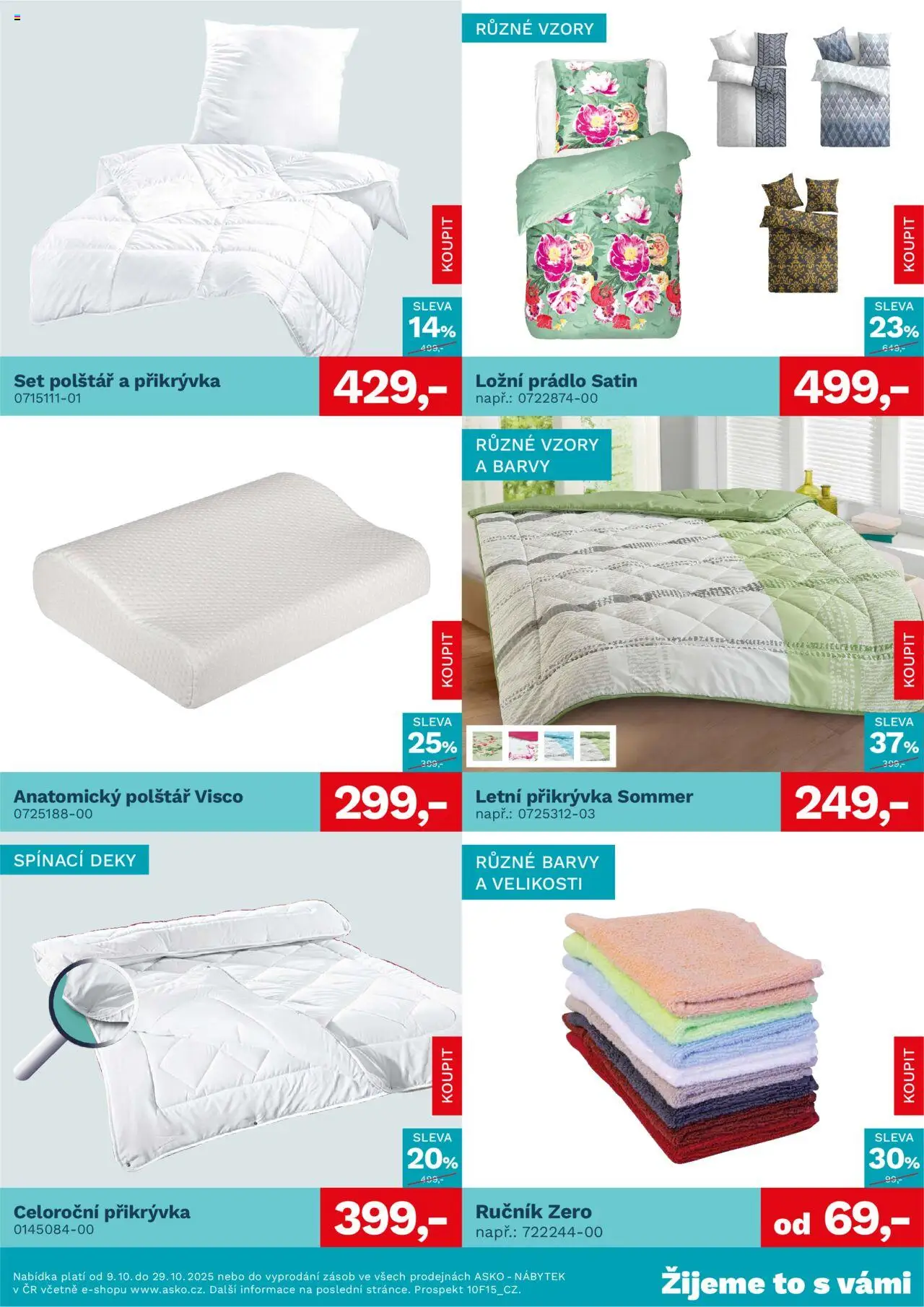 ASKO nábytek leták - Bytové doplňky za skvělé ceny od 09.10.2025 | Strana: 3 | Produkty: Ručník, Nábytek, Přikrývka, Barvy