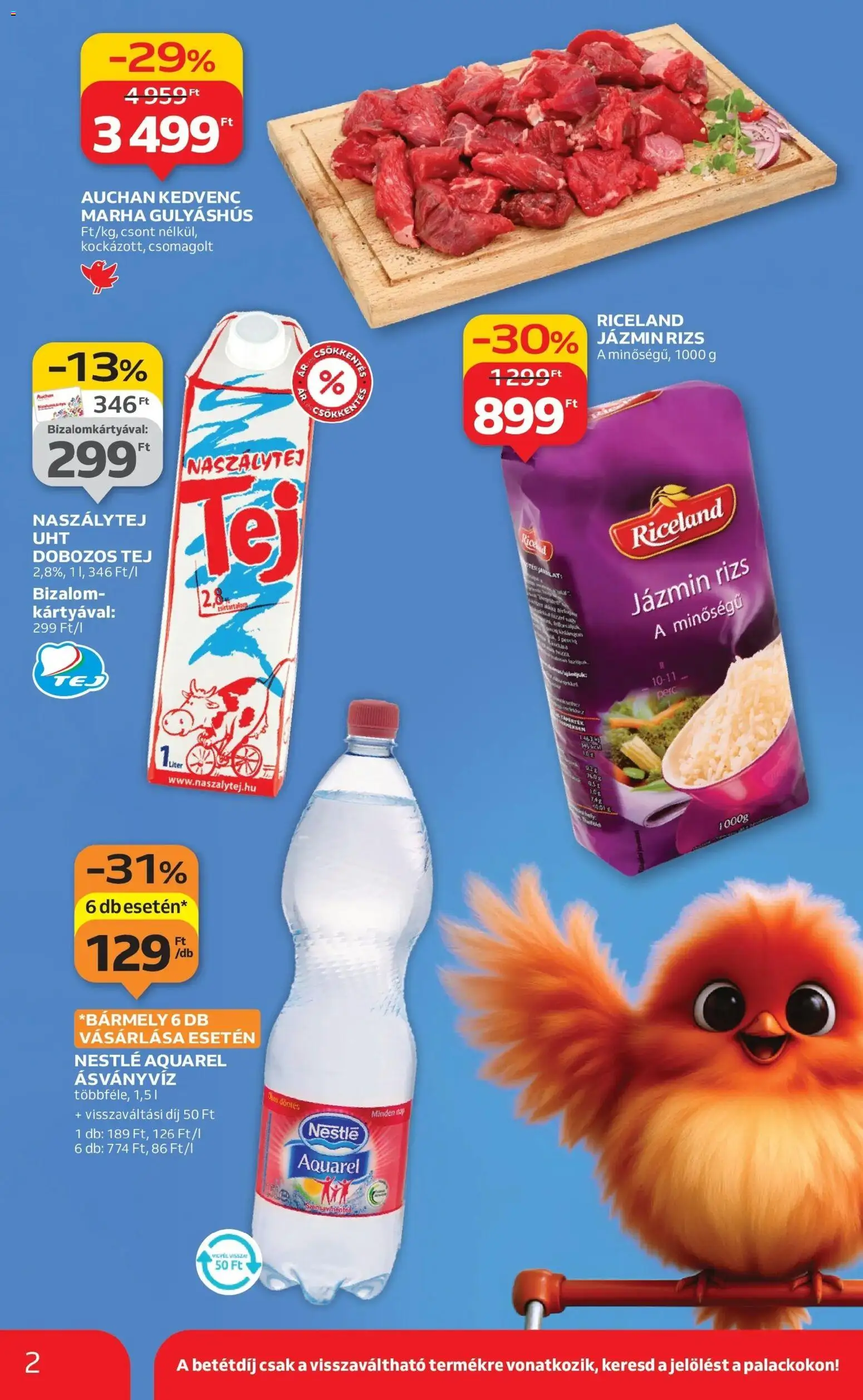 Auchan akciós ujság - amely érvényes a következő dátumtól: 15.01.2026 | Oldal: 2 | Termékek: Jázmin rizs, Tej, Ásványvíz, Rizs