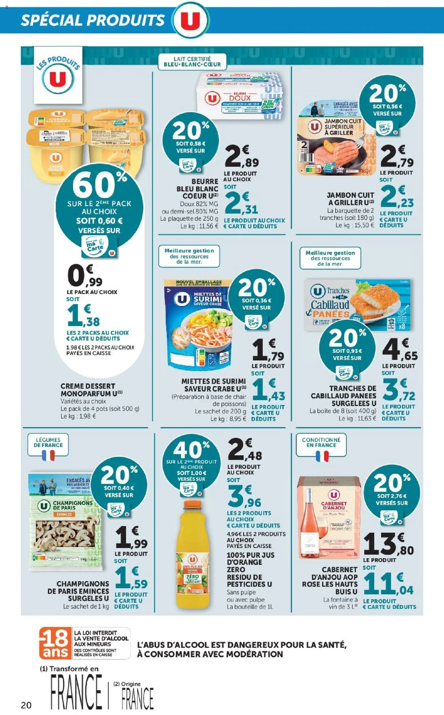 {H1} | Page: 20 | Produits: Lait, Crabe, Beurre doux, Crème