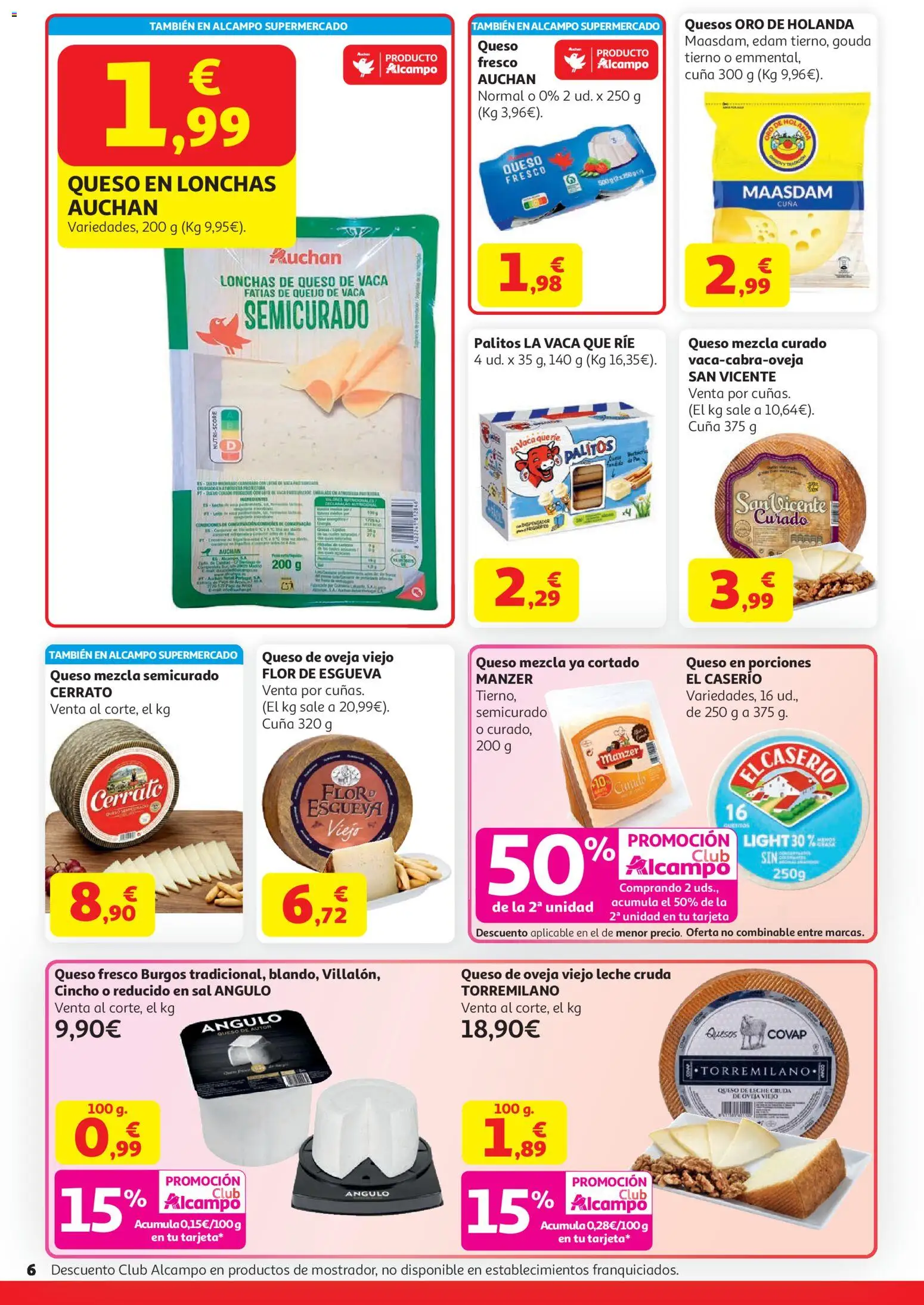 Alcampo HG Unico │ válido desde el 07.04.2026 | Página: 6 | Productos: Queso de oveja, Leche, Queso, Cuna
