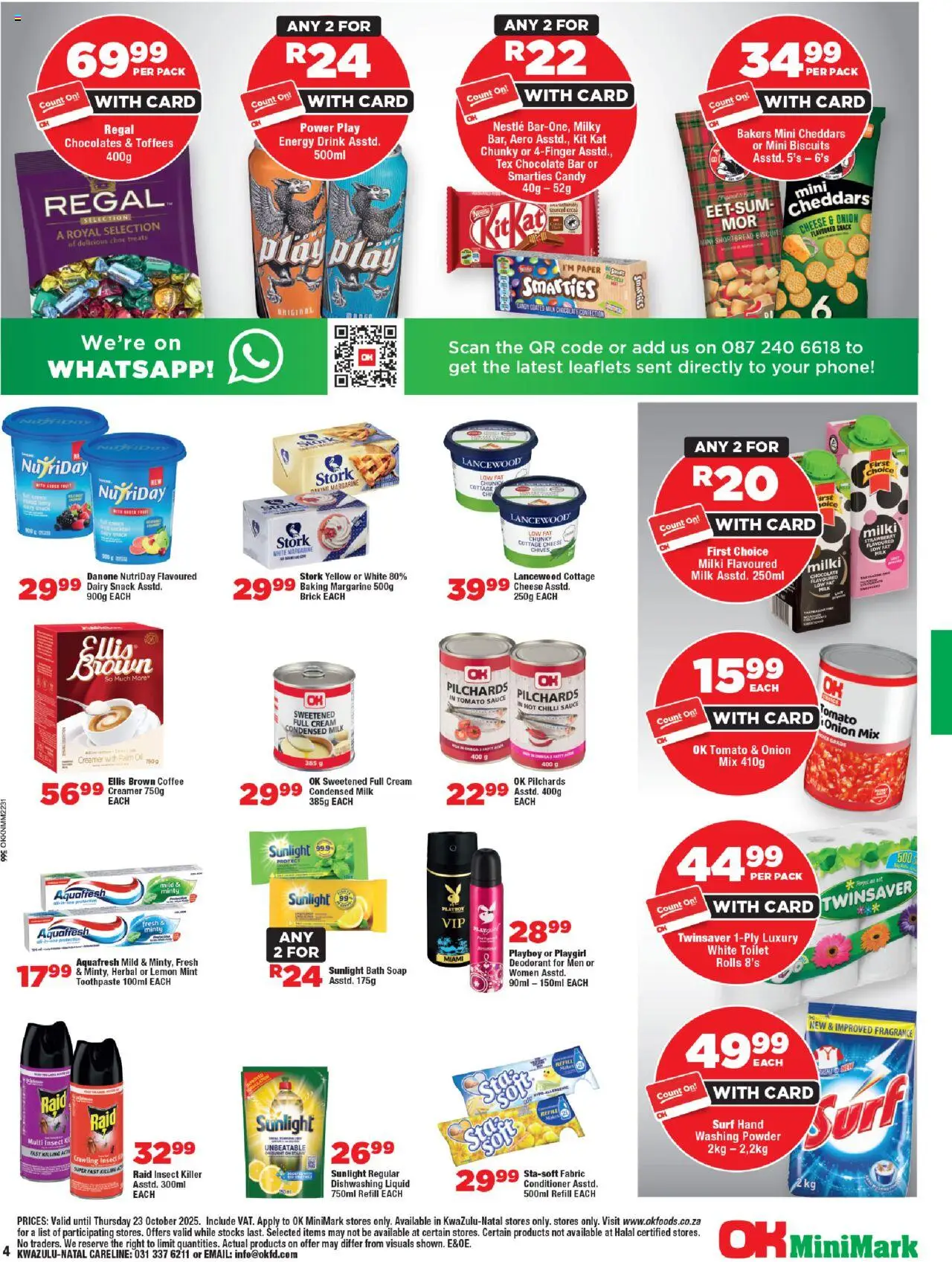 New OK Foods catalogue – valid from 15.10.2025 | Page: 4 | Products: Phone, Oil, Margarine, Washing powder