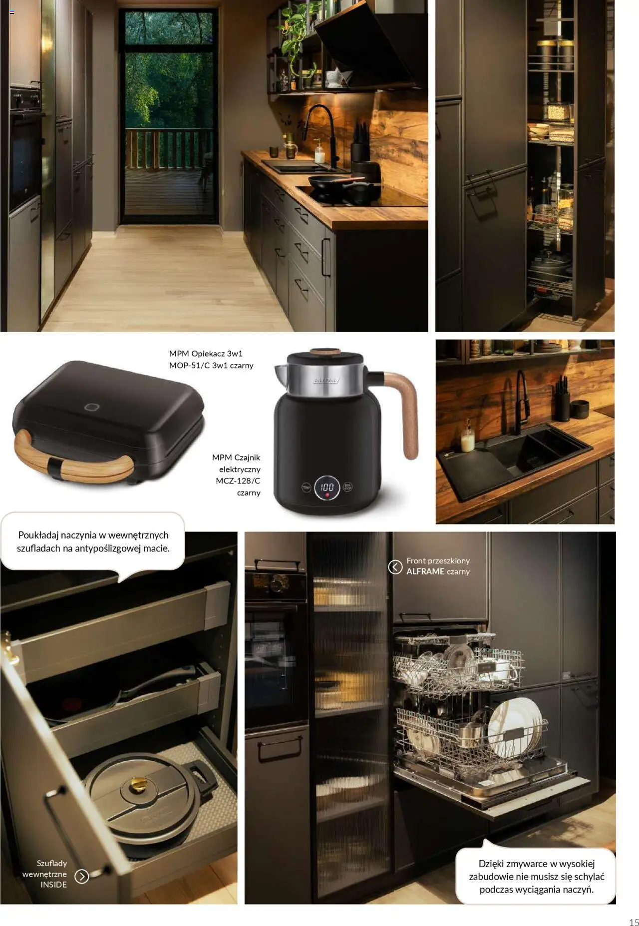 Salony Agata Gazetka - Kuchnie Qubik od 21.03.2025 | Strona: 15 | Produkty: Czajnik, Opiekacz