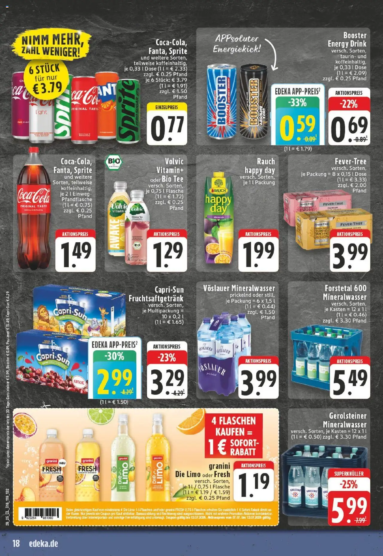 Edeka prospekt Geseke	 - gültig ab dem 06.07.2025 | Seite: 18 | Produkte: Sprite, Energy, Granini die limo, Gerolsteiner