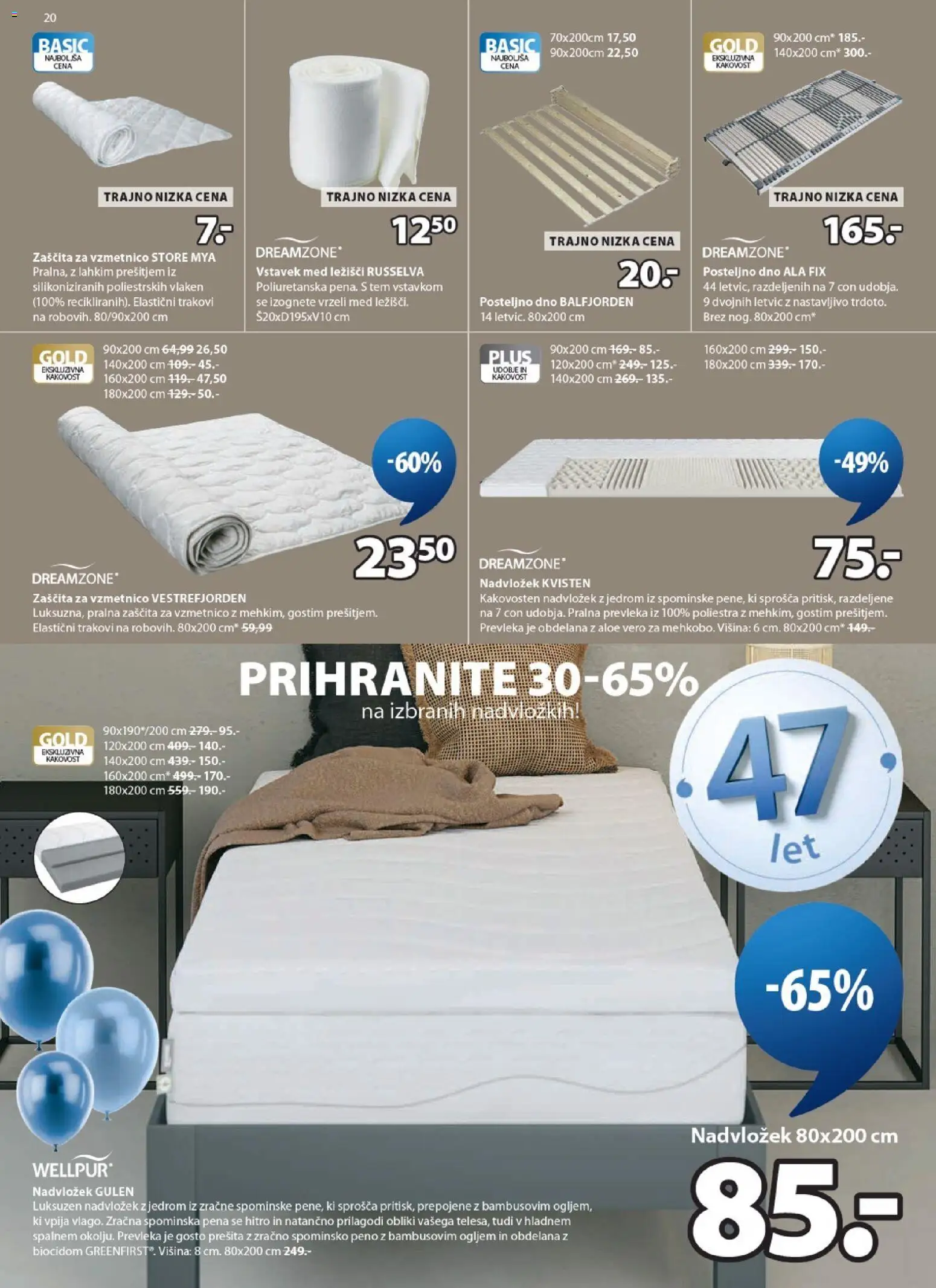Novi JYSK katalog ponudbe – veljaven od 08.04.2026 | Stran: 20 | Izdelki: Nadvložek, Prevleka