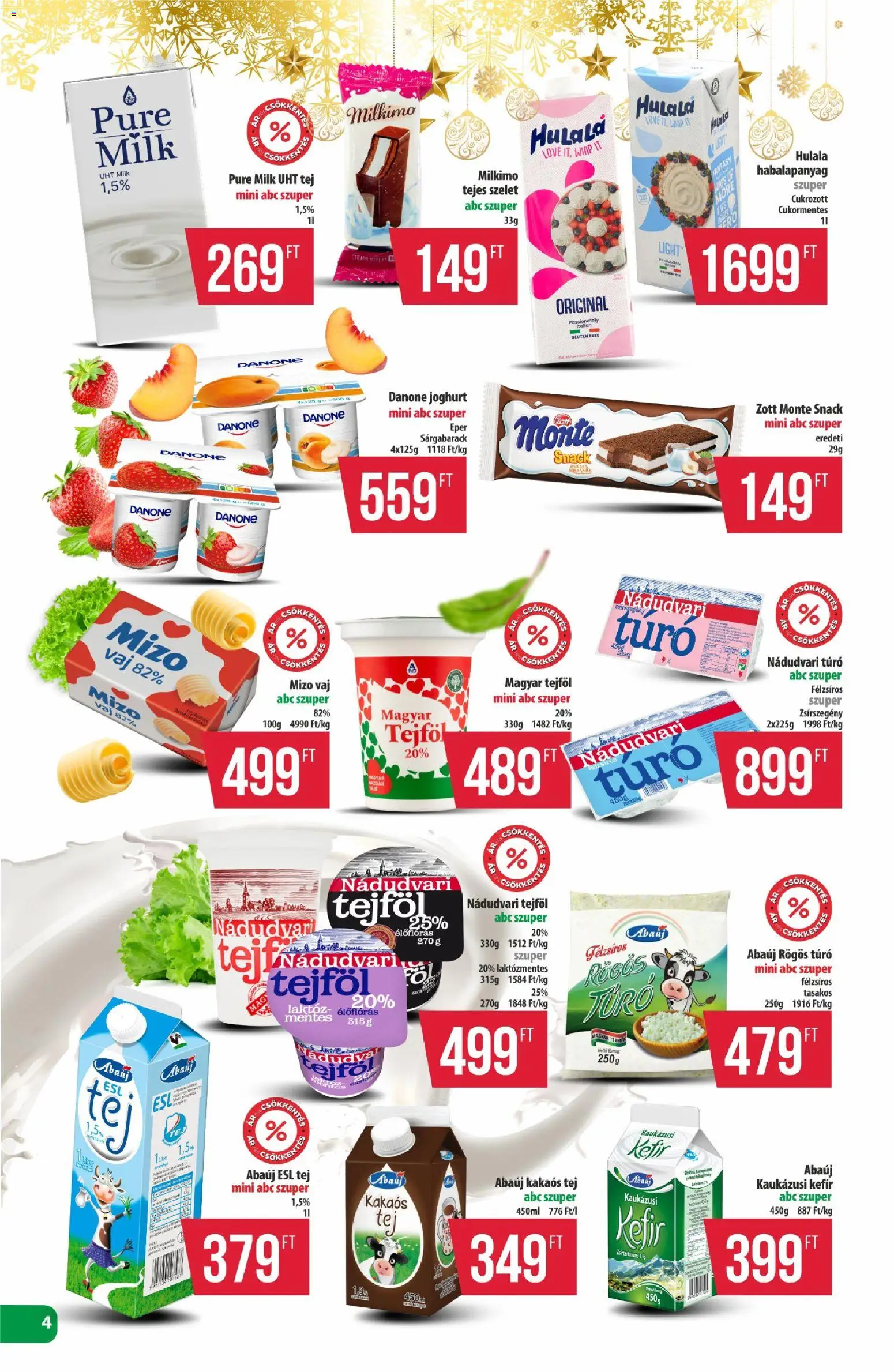 COOP akciós ujság - amely érvényes a következő dátumtól: 11.12.2025 | Oldal: 4 | Termékek: TV, Vaj, Joghurt, Tejföl