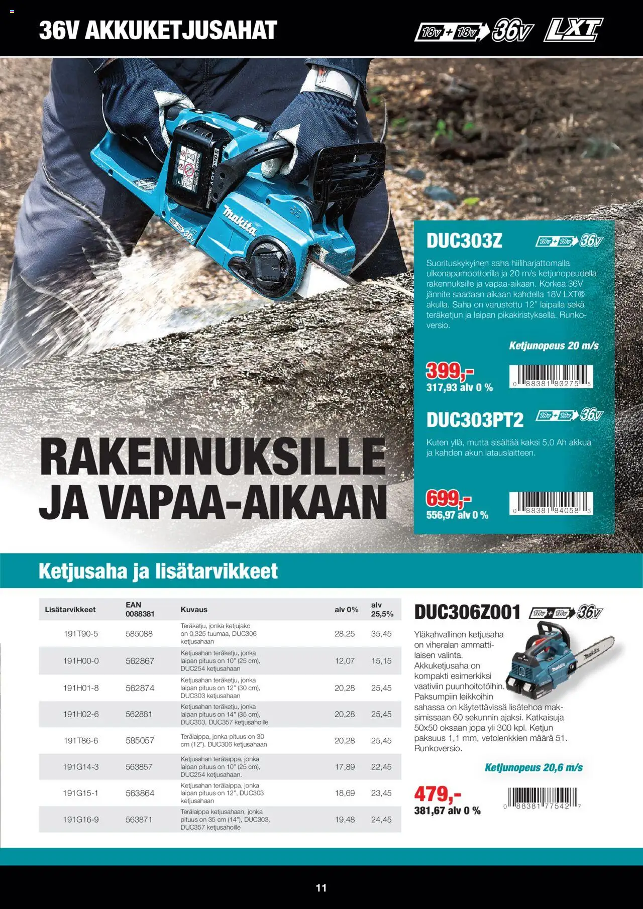 Makita tarjoukset - LXT Puutarha 2025 – voimassa 08.05.2025 alkaen | Sivu: 11