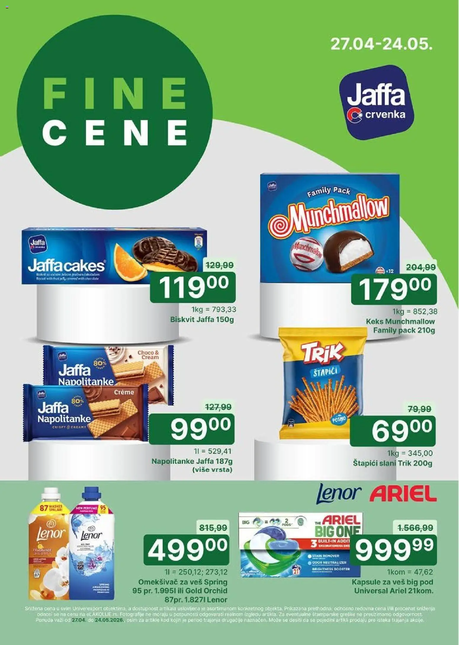 Univerexport katalog - važi od 27.04.2026 | Strana: 17 | Proizvode: Ariel, Munchmallow, Napolitanke, Omekšivač za veš