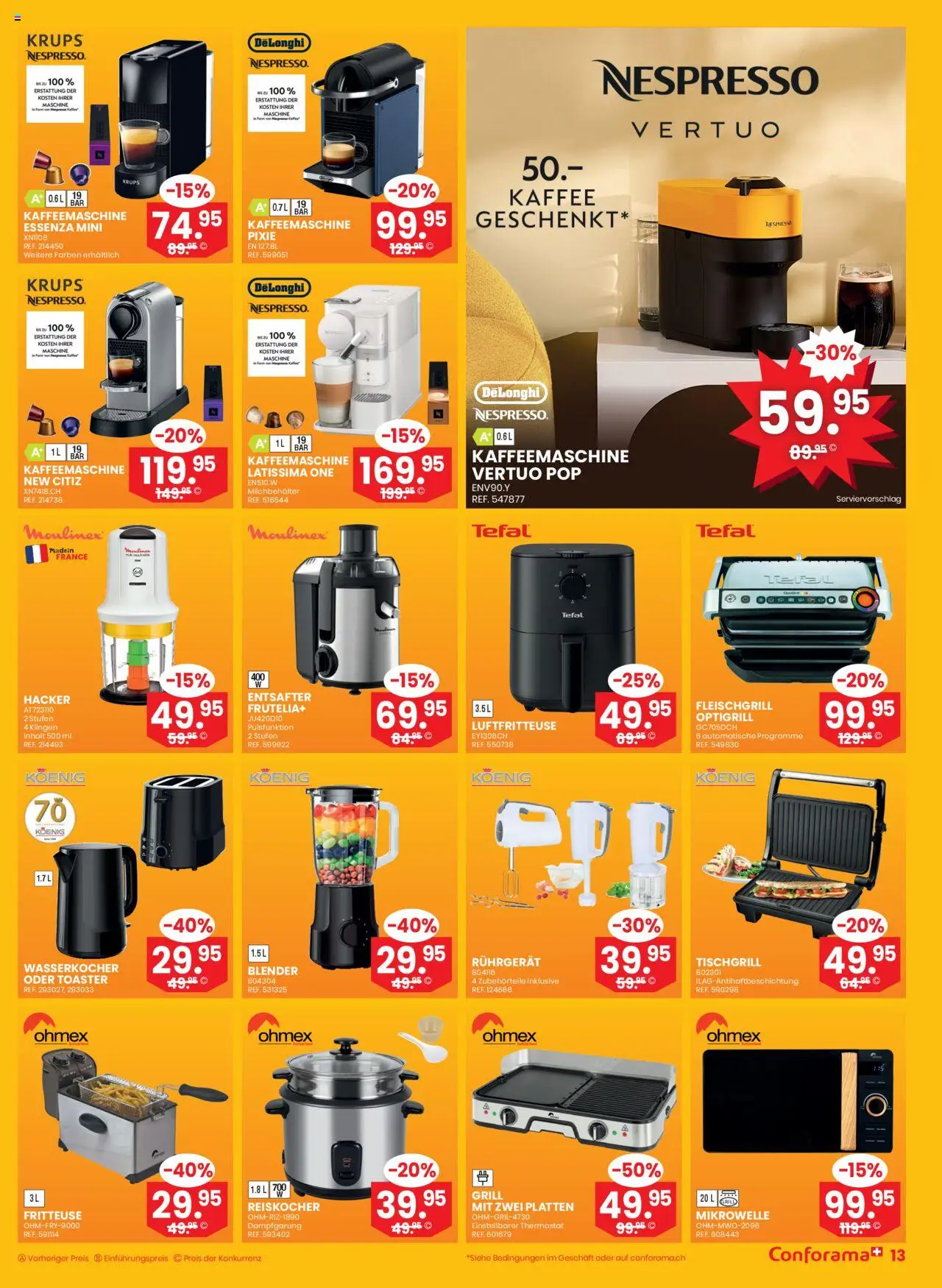 Conforama Aktionen ab 28.05.2025 | Seite: 13 | Produkte: Toaster, Wasserkocher, Fritteuse, Kaffeemaschine