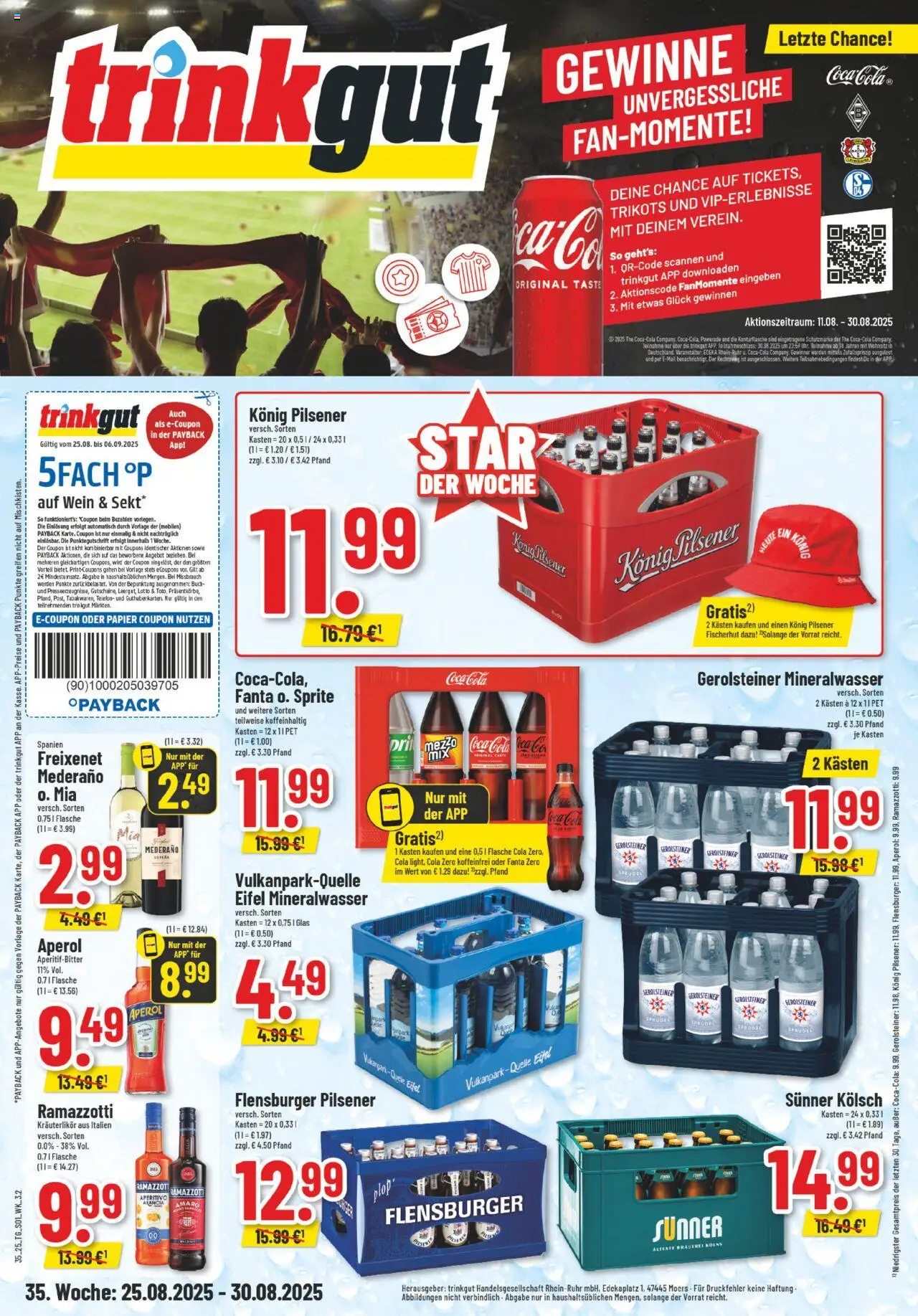 Trinkgut Prospekt 	 - gültig ab dem 25.08.2025 | Seite: 1 | Produkte: Konig pilsener, Sprite, Wein, Ramazzotti