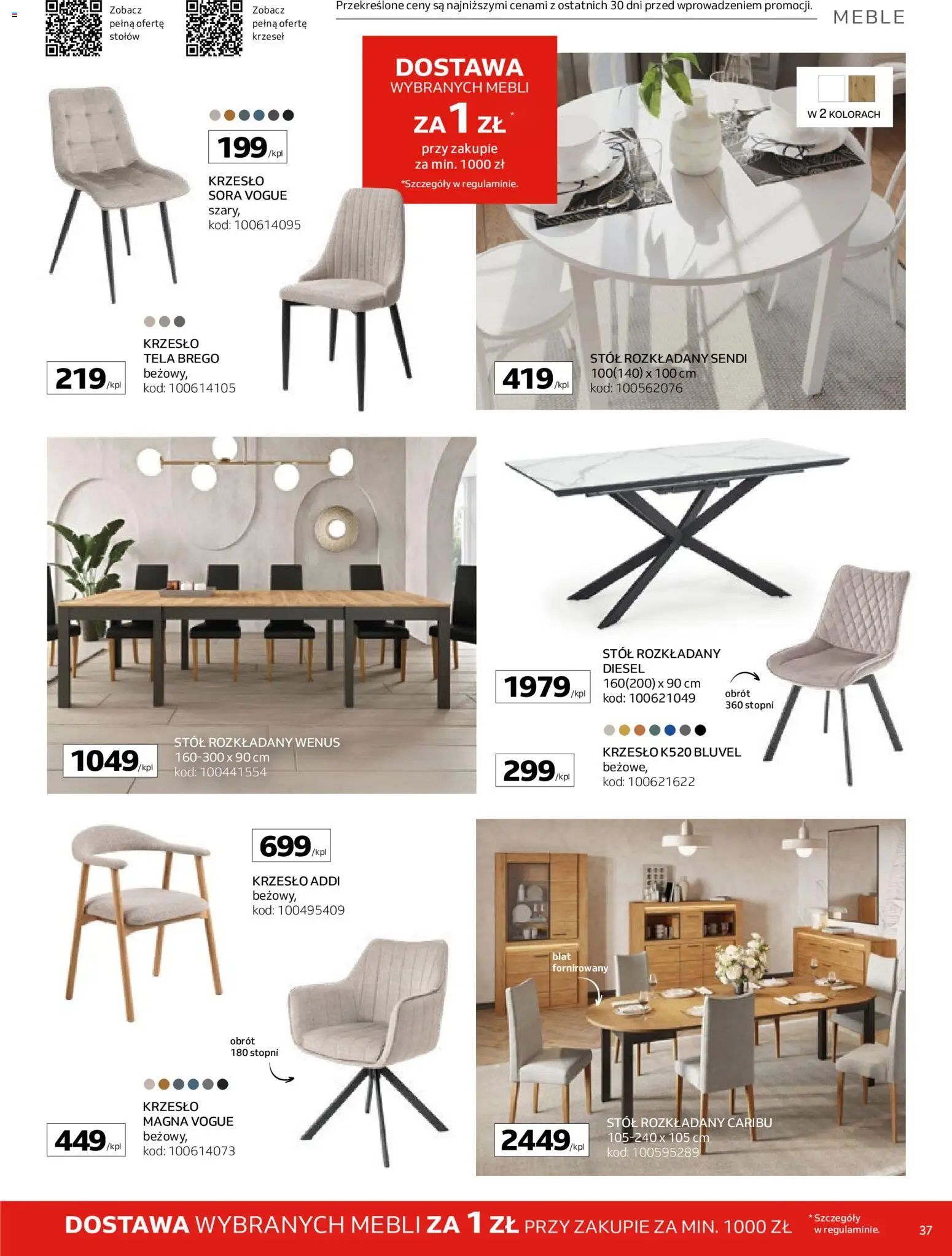 Komfort gazetka od 18.03.2026 | Strona: 37 | Produkty: Stół, Krzesło