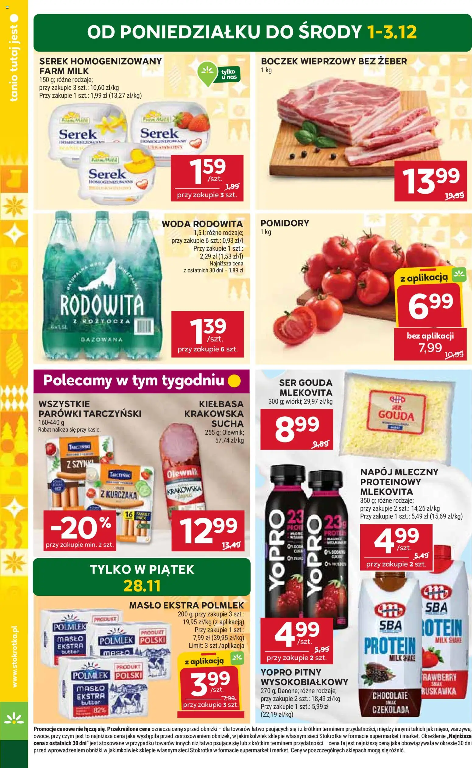Stokrotka Gazetka - Market od 27.11.2025 | Strona: 4 | Produkty: Serek, Boczek wieprzowy, Masło, Pomidory