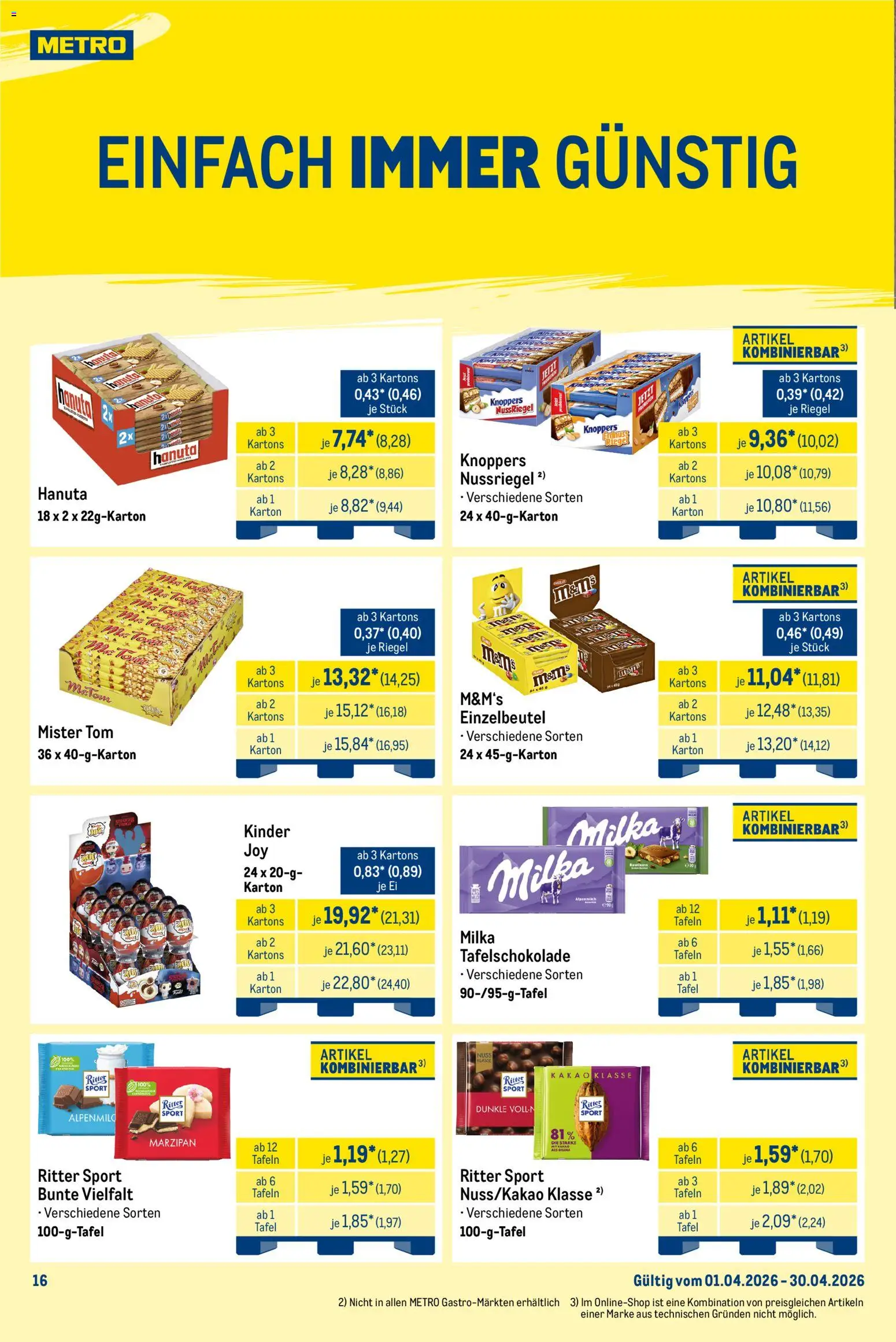 Metro Monats-Mix – gültig ab 01.04.2026 | Seite: 17 | Produkte: Ritter sport, M&M's, Milka, Knoppers