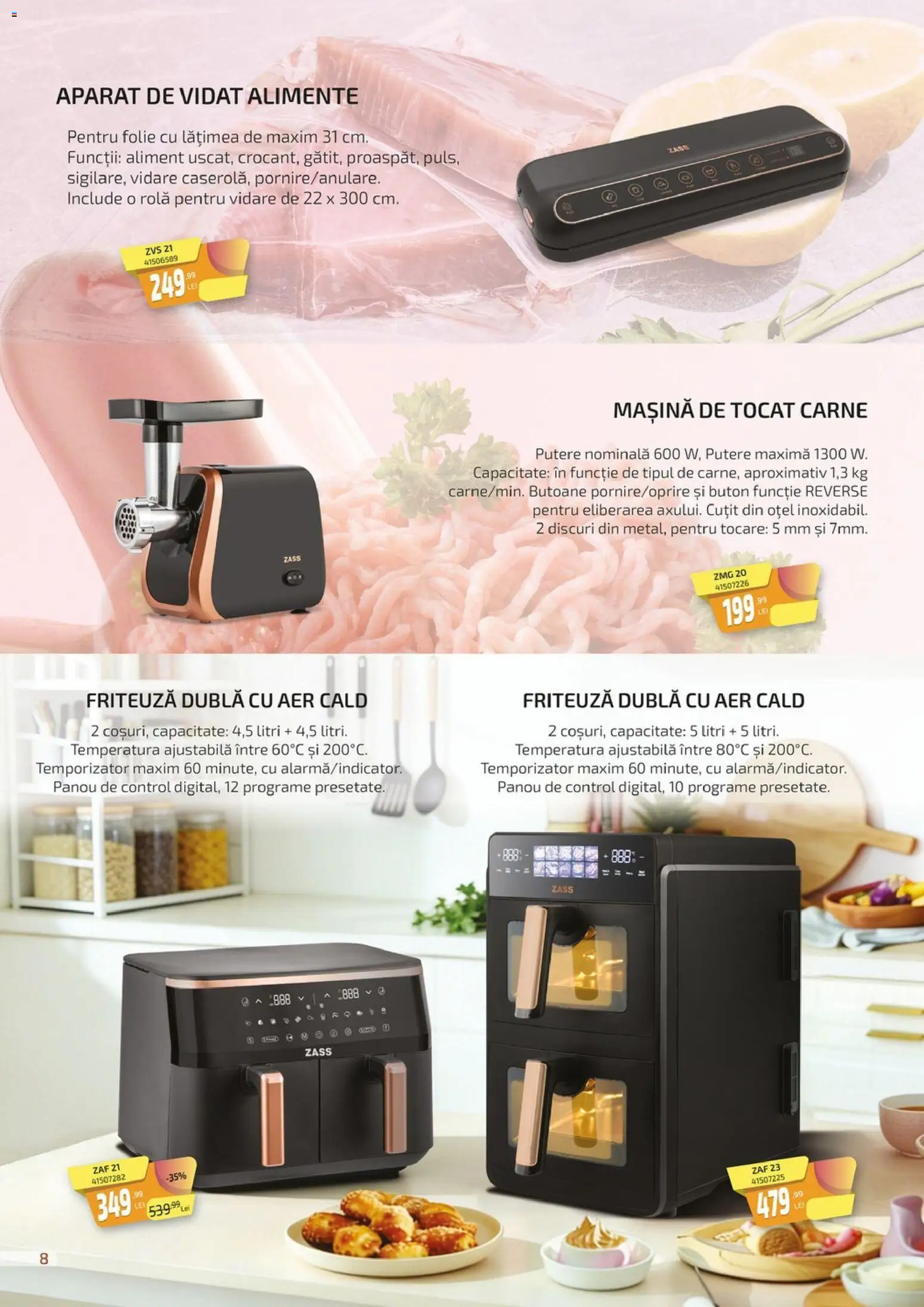 Noul catalog Carrefour – valabil de la 27.02.2026 | Pagină: 8 | Produse: Mașină de tocat, Friteuză, Cuțit