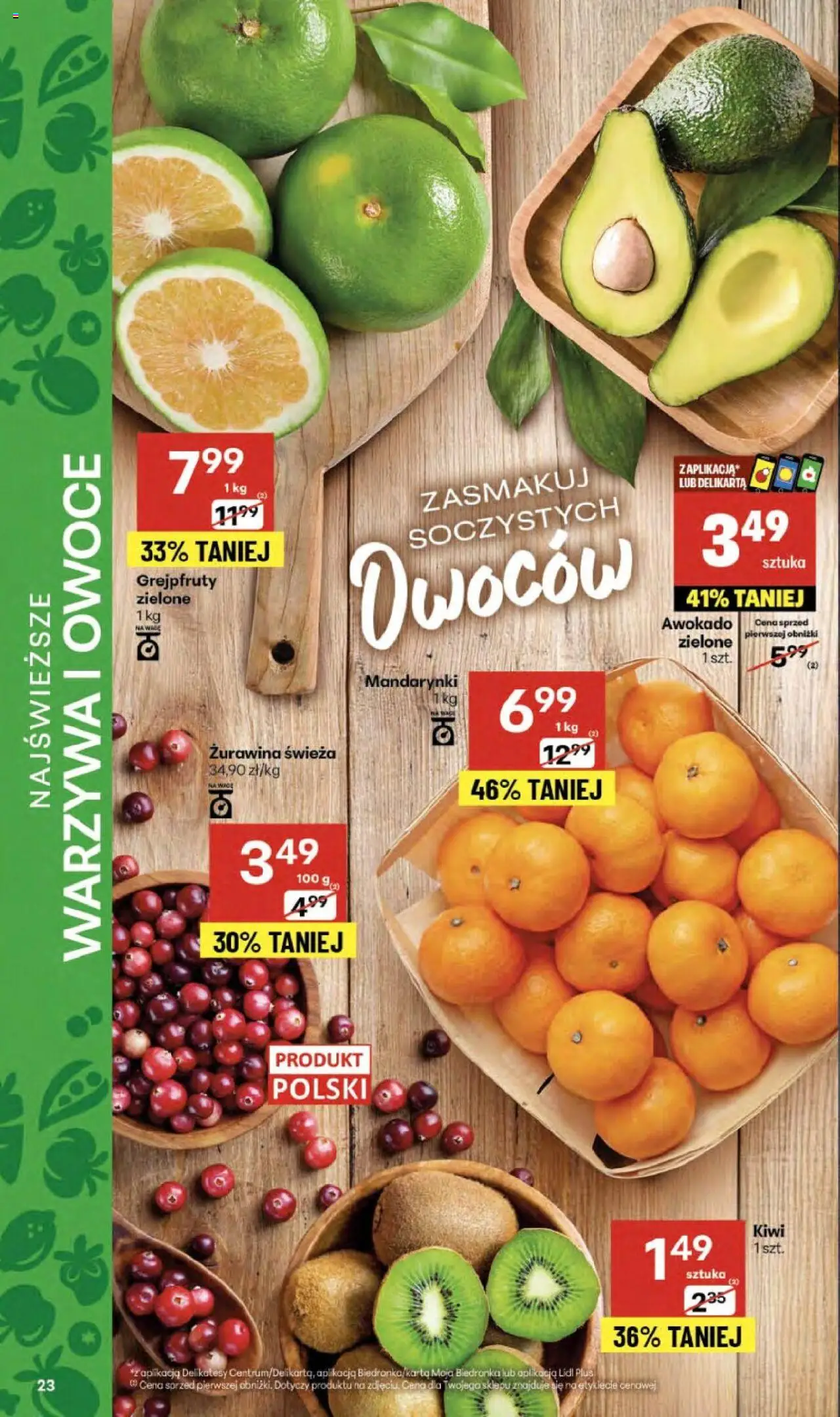 Delikatesy Centrum Gazetka od 09.10.2025 | Strona: 23 | Produkty: Delikatesy, Żurawina, Mandarynki, Owoce