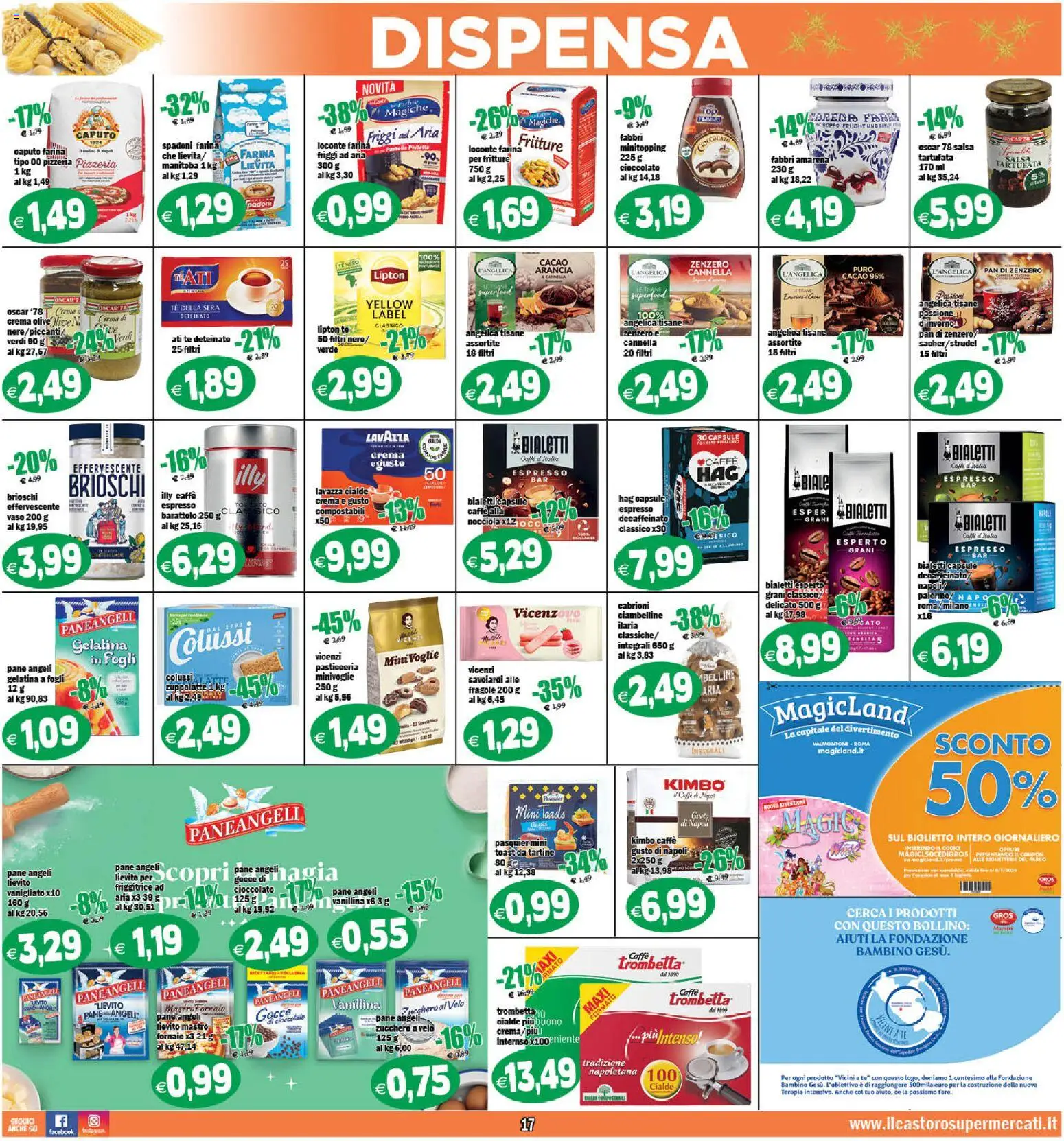 Volantino Il Castoro del 16.12.2025 | Pagina: 17 | Prodotti: Pane, Caffè, Olive, Arancia