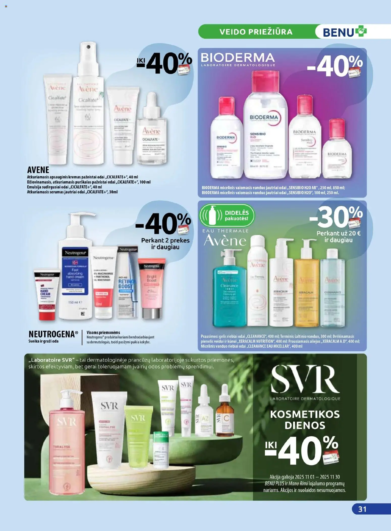BENU akcijos nuo 01.11.2025 | Puslapis: 31 | Prekių: Kremas, Micelinis vanduo, Aliejus