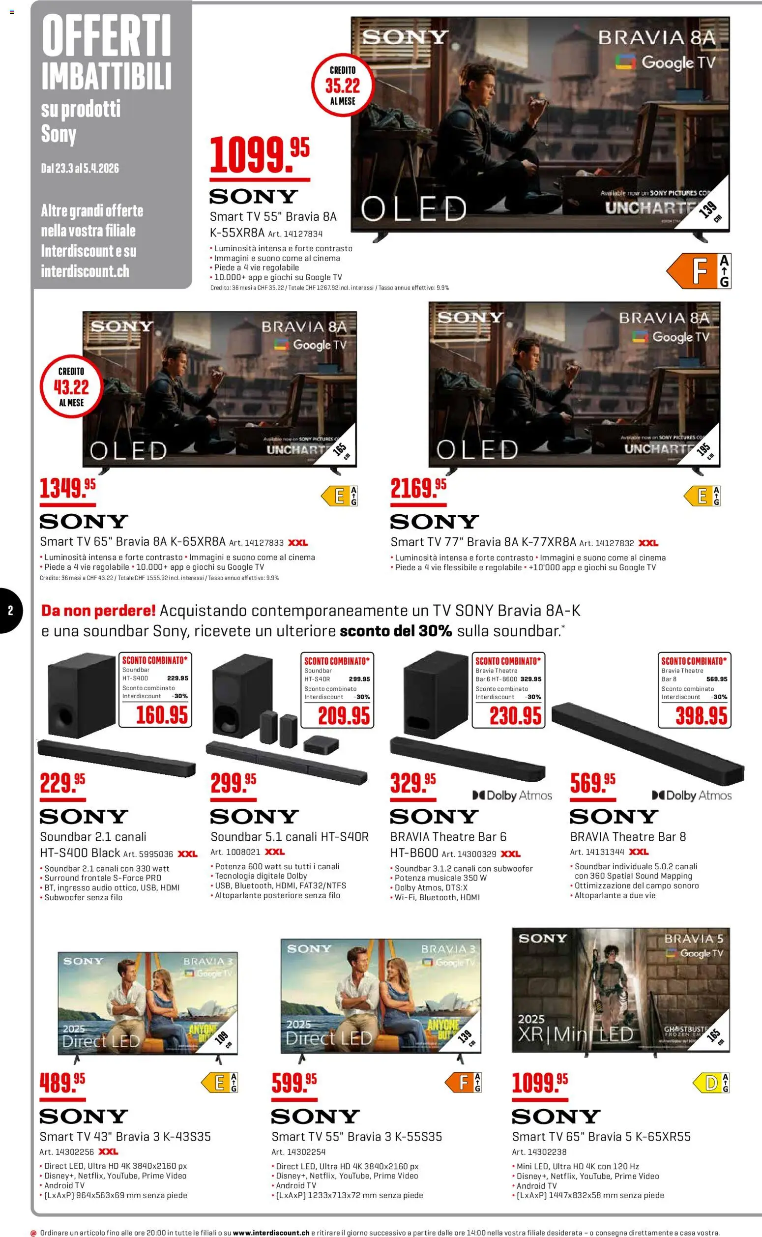 Interdiscount aktionen IT – gültig ab 23.03.2026 | Seite: 2 | Produkte: Audio, Soundbar, TV, Video