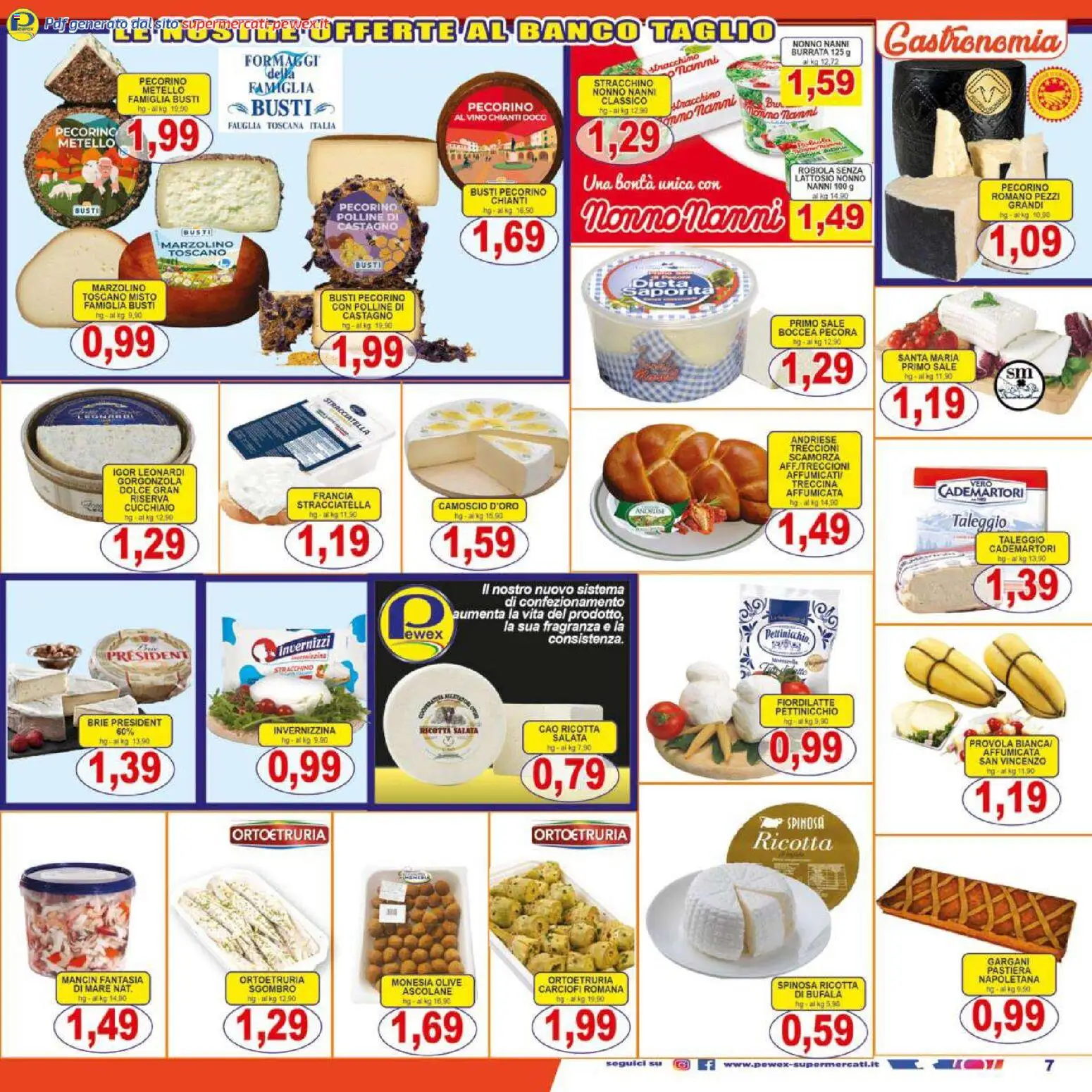 Volantino Pewex del 27.03.2026 | Pagina: 7 | Prodotti: Olive, Vino, Sgombro, Gorgonzola