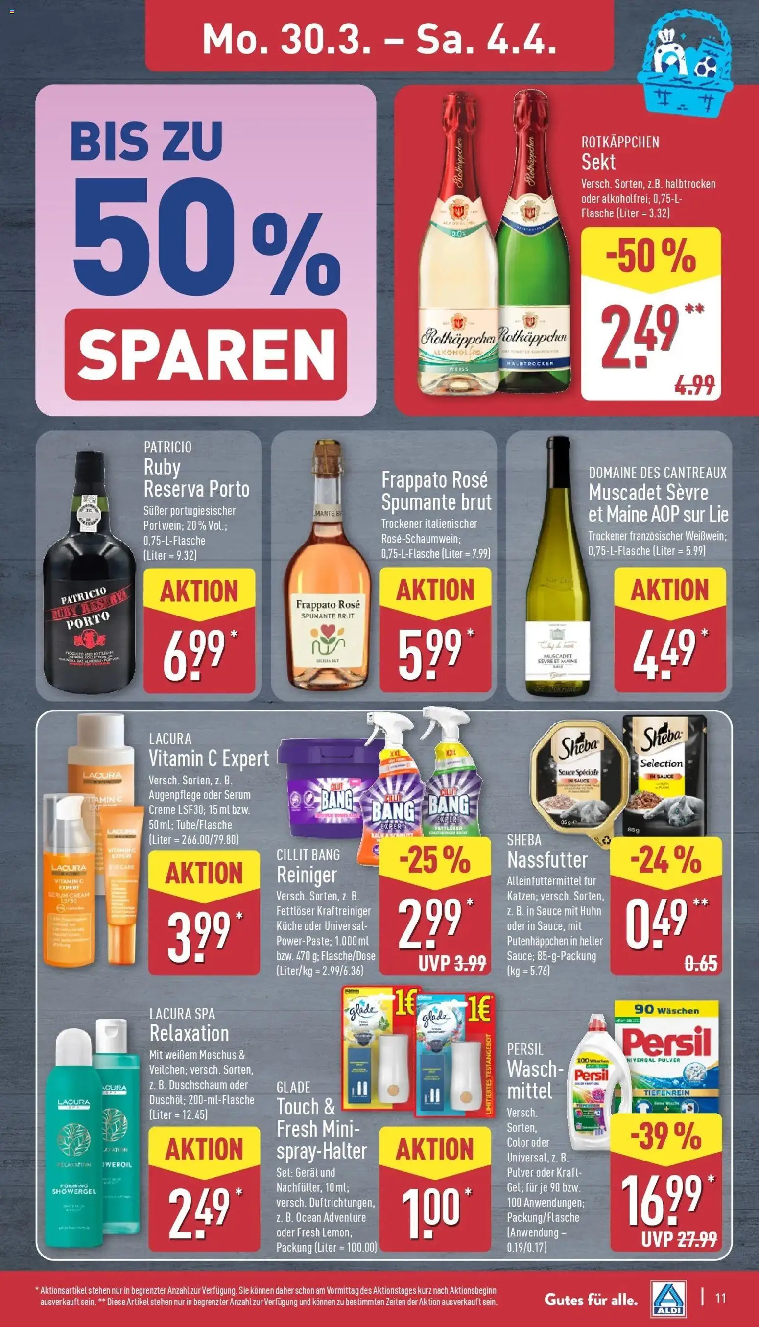 Aldi Wochenangebote – gültig ab 30.03.2026 | Seite: 11 | Produkte: Rotkappchen sekt, Rotkäppchen, Serum, Persil