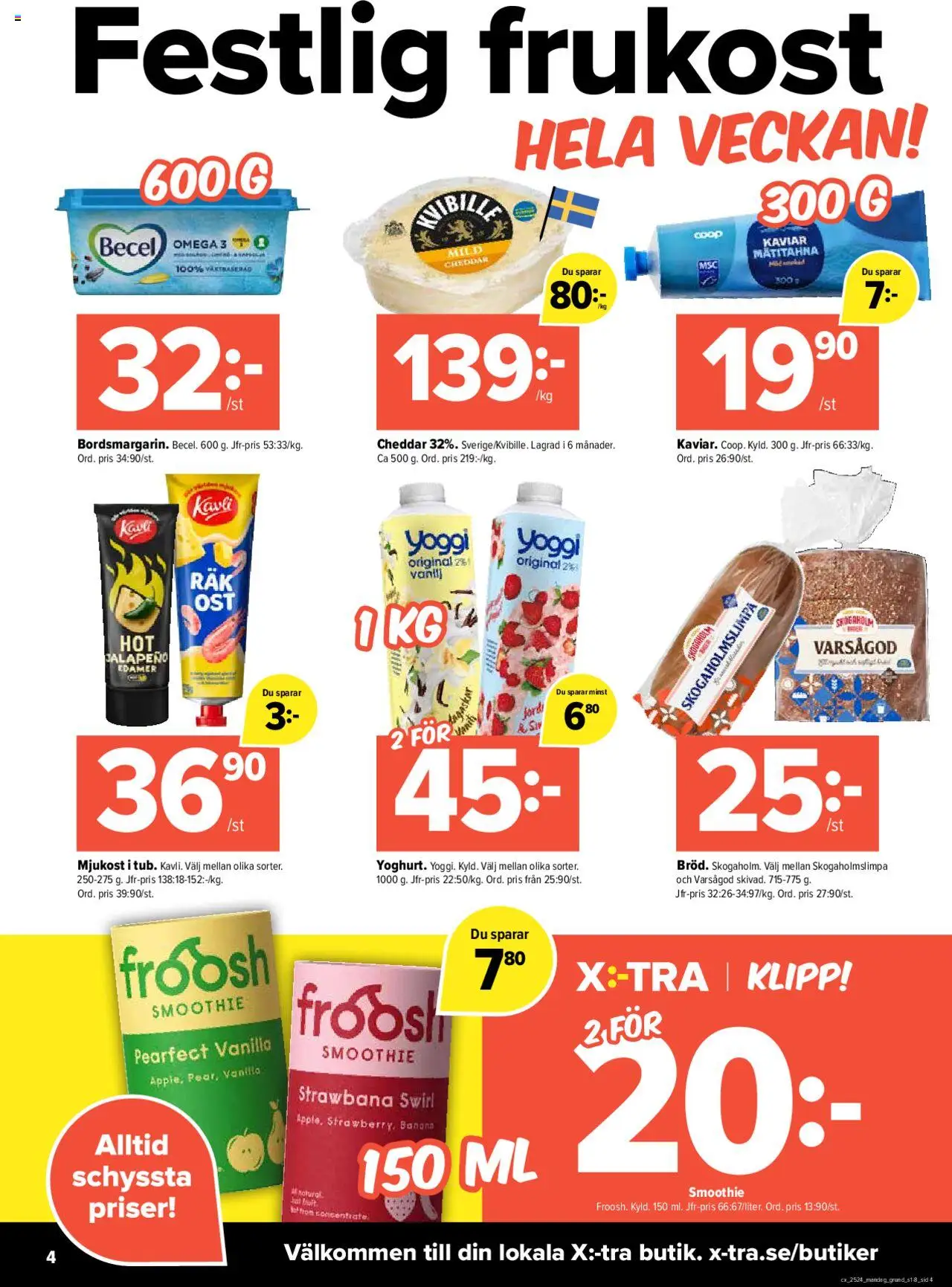 Coop X:-TRA reklamblad aktuell från 09.06.2025 | Sida: 4 | Produkter: Jord, Cheddar, Mjukost, Yoggi