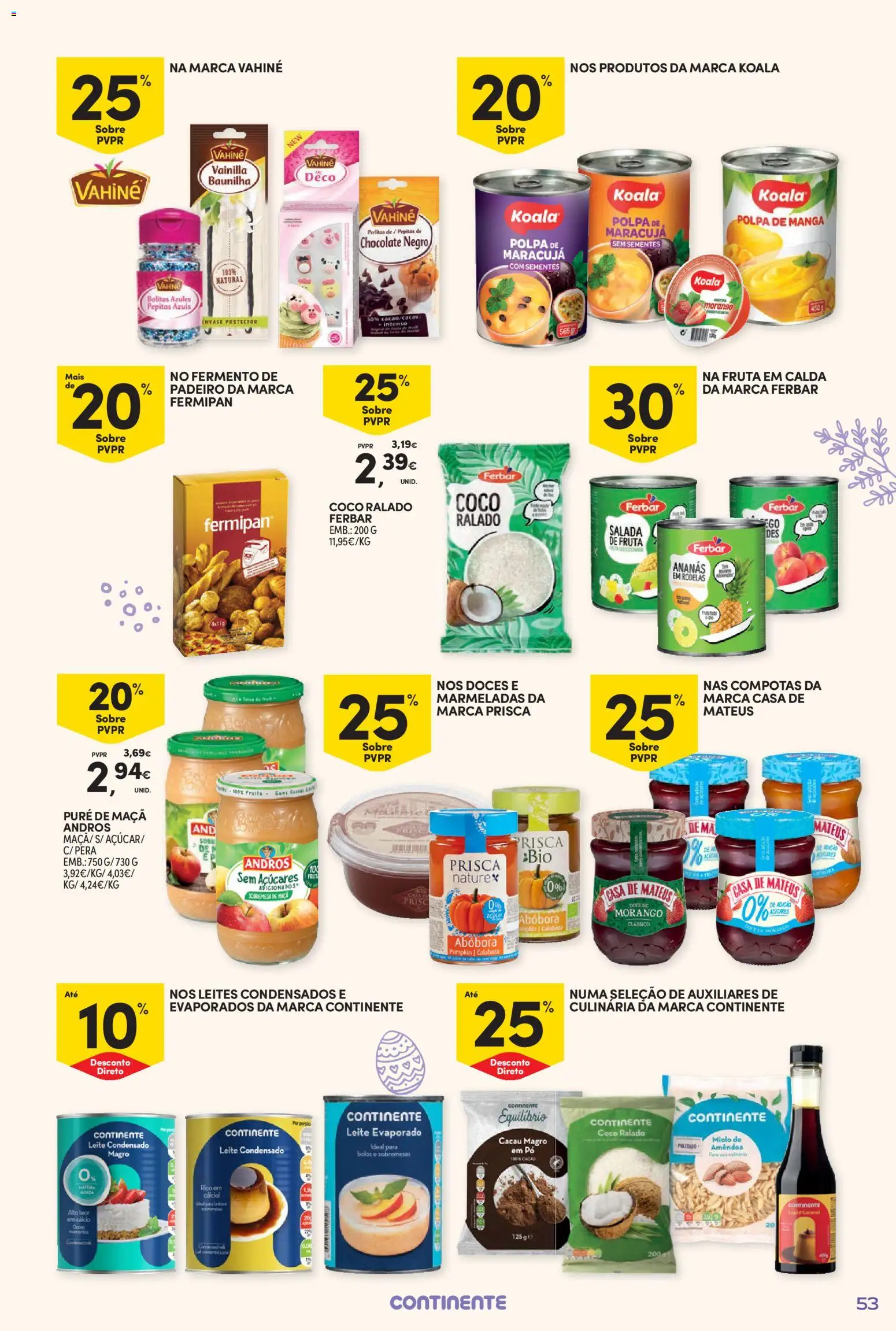 Continente - Nesta Páscoa, alimente a tradição │ válido de 17.03.2026 | Página: 53 | Produtos: Leite condensado, Cálcio, Leite, Doces