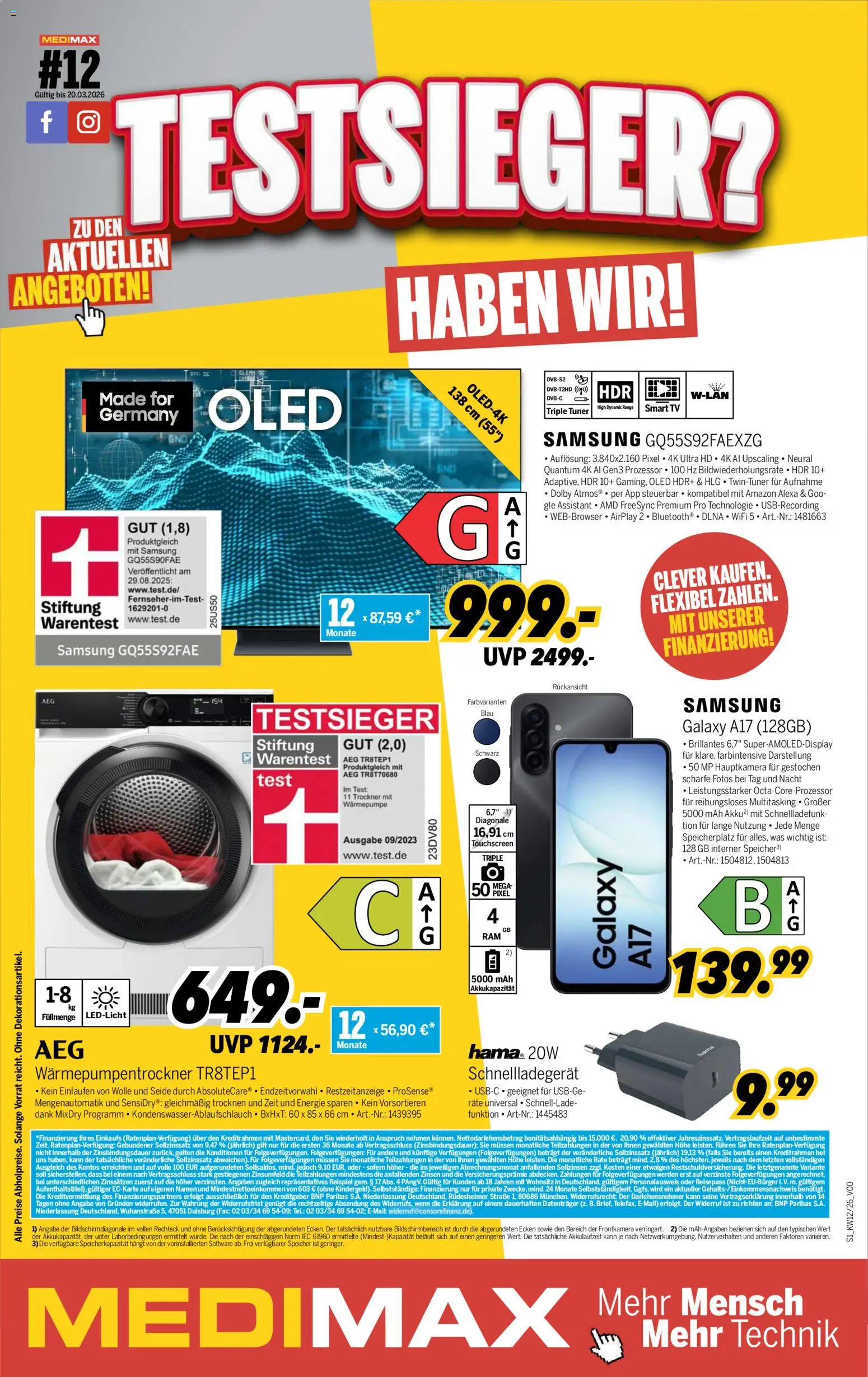 Medimax Prospekt 	 – gültig ab 13.03.2026 | Seite: 1 | Produkte: AEG, Trockner, Samsung, TV