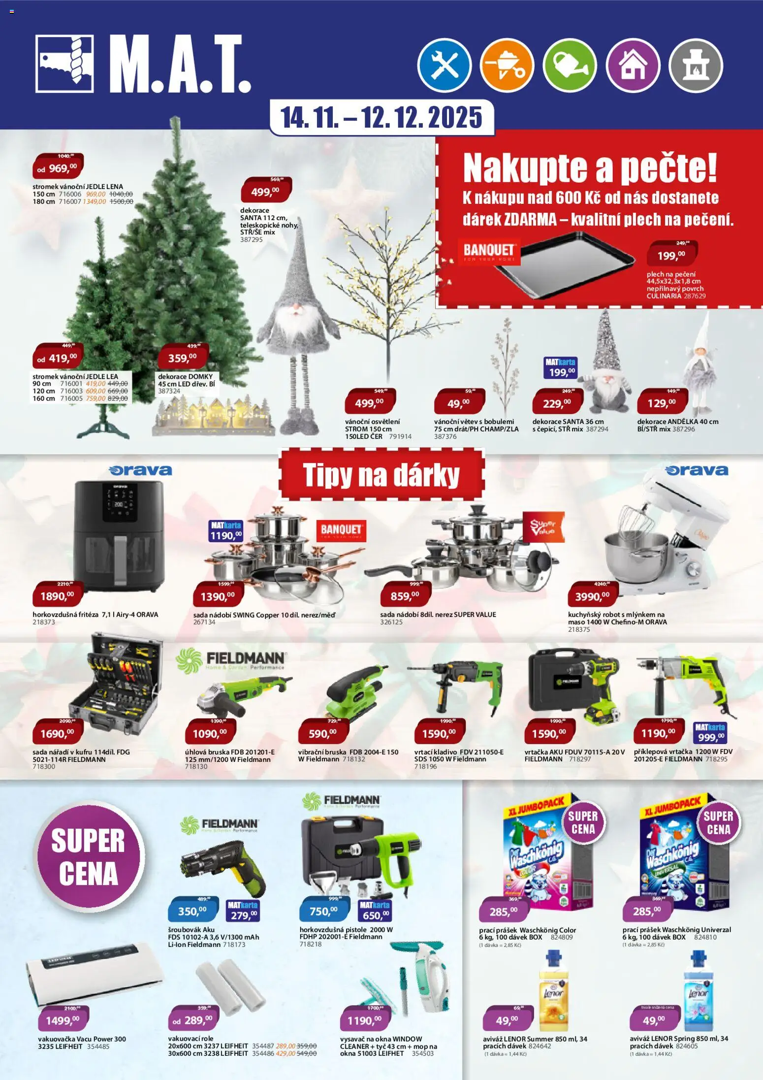 M.A.T. leták od 14.11.2025 | Strana: 1 | Produkty: Plech, Mop, Nářadí, Aviváž Lenor