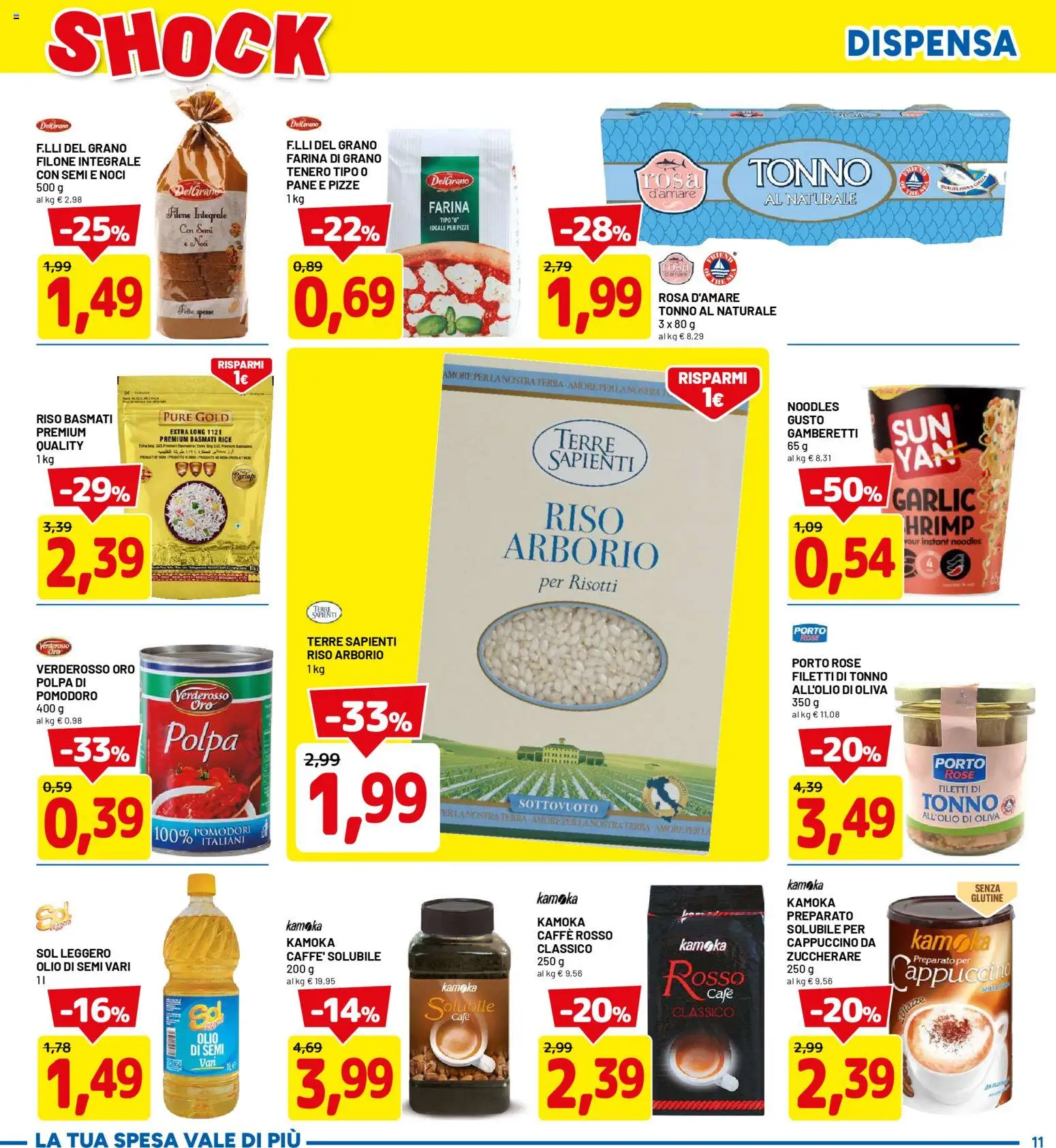 Volantino D Più del 30.04.2026 | Pagina: 11 | Prodotti: Riso Basmati, Pane, Pomodori, Gamberetti