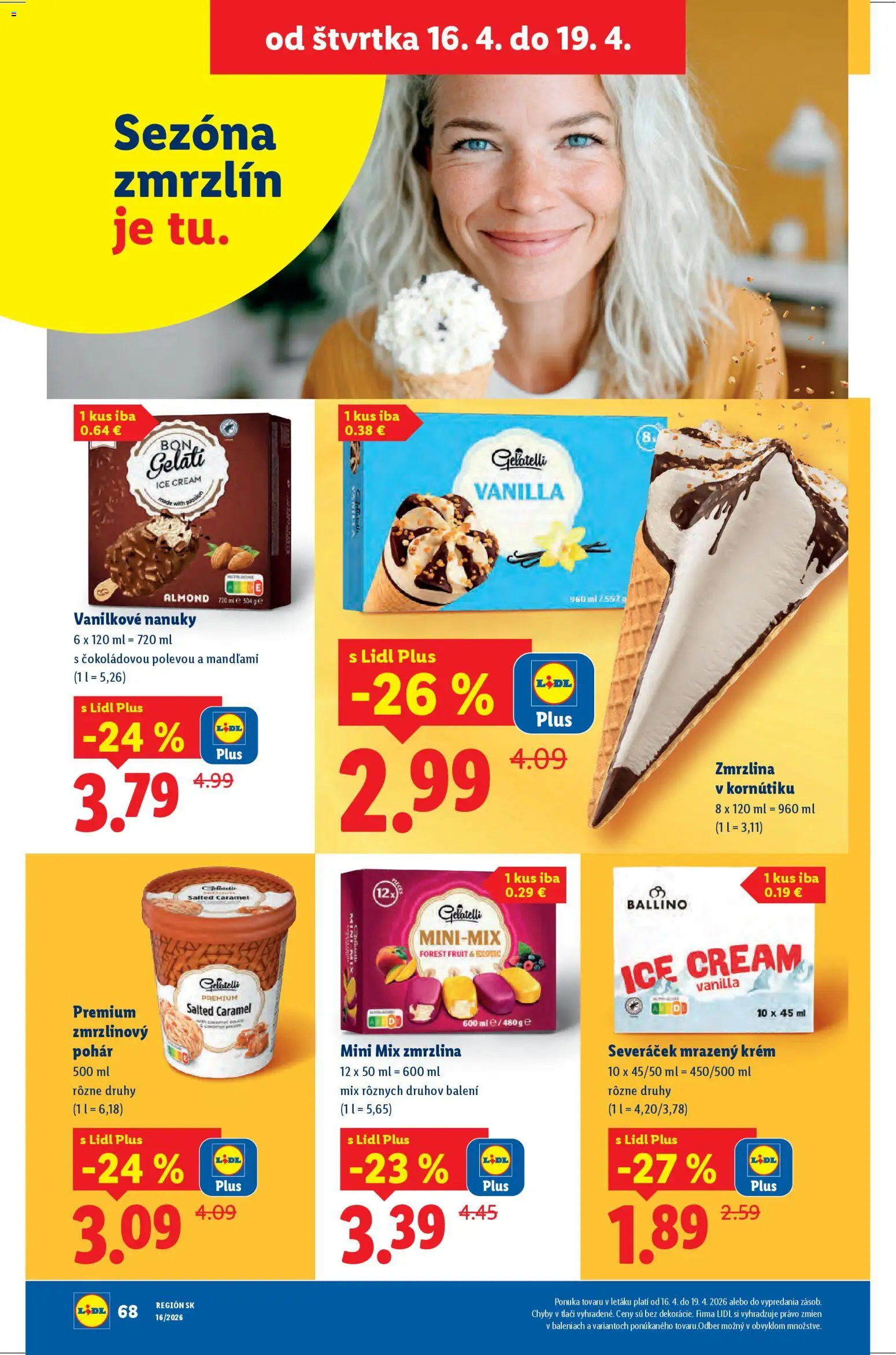 Nové Lidl akcie – leták je platný od 13.04.2026 | Strana: 66 | Produkty: Zmrzlina, Krém, Nanuky