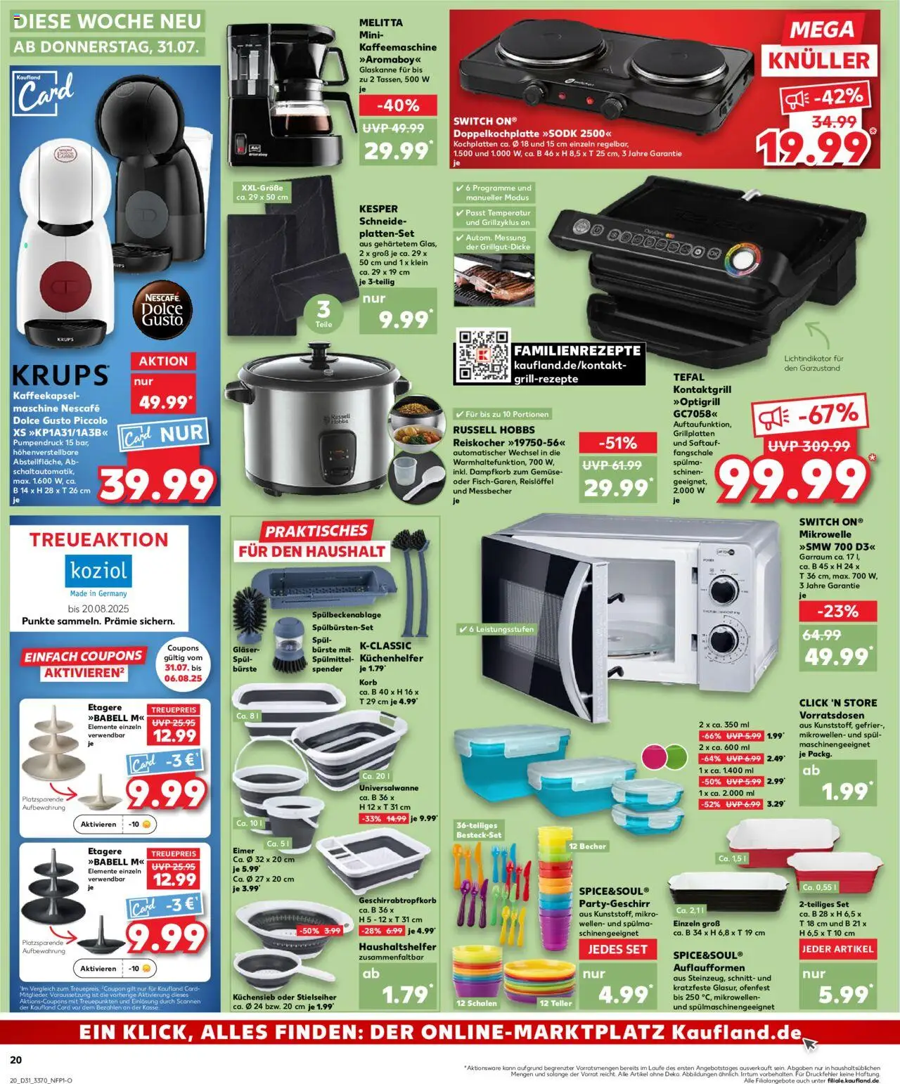Kaufland Prospekt 	 - gültig ab dem 31.07.2025 | Seite: 20 | Produkte: Mikrowelle, Grill, Nescafe, Dolce gusto