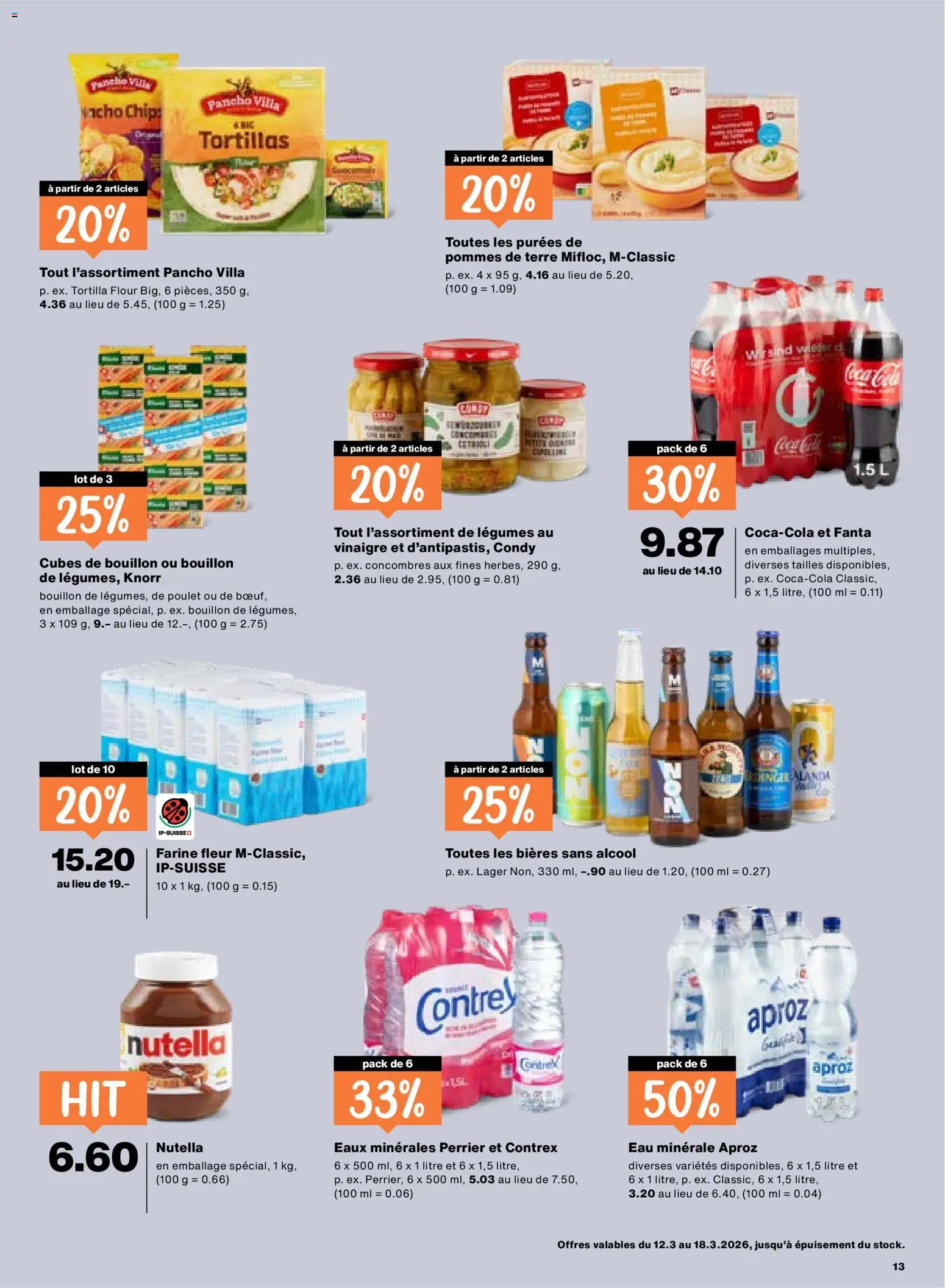 Migros aktionen FR – gültig ab 12.03.2026 | Seite: 13 | Produkte: Coca Cola, Fanta, Spabad, Chips