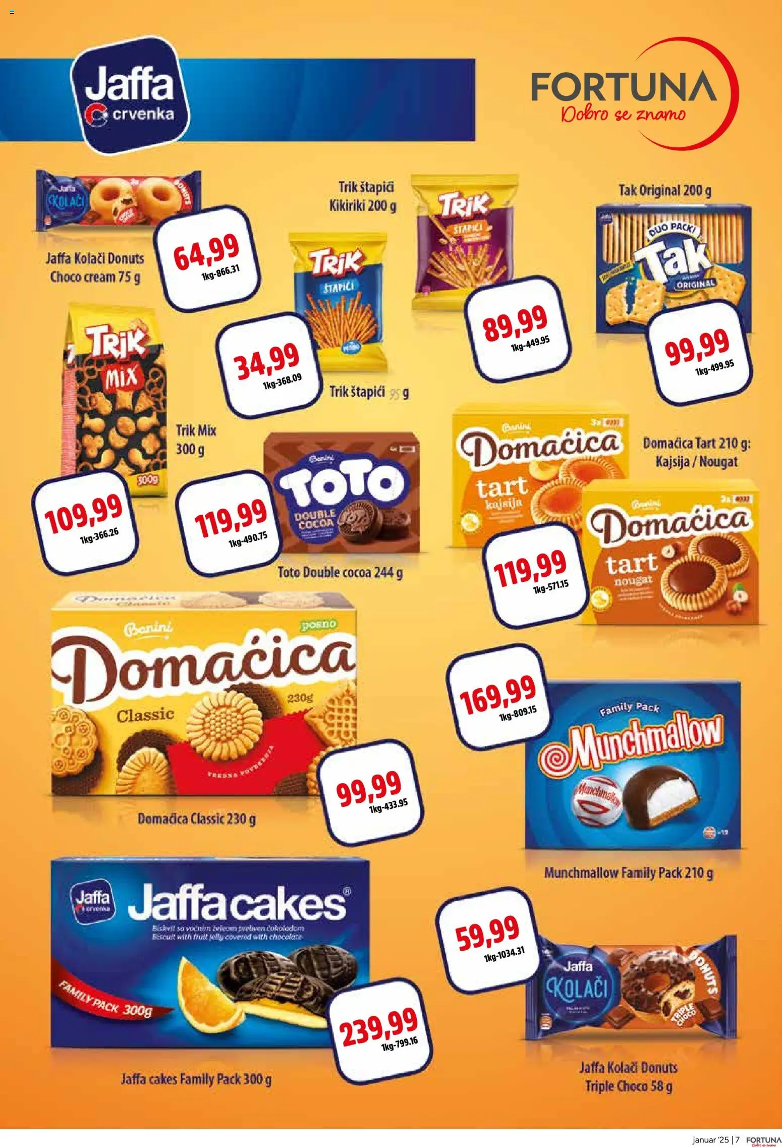 Fortuna Market katalog - važi od 14.01.2026 | Strana: 7 | Proizvode: Munchmallow, Kajsija, So, Kikiriki