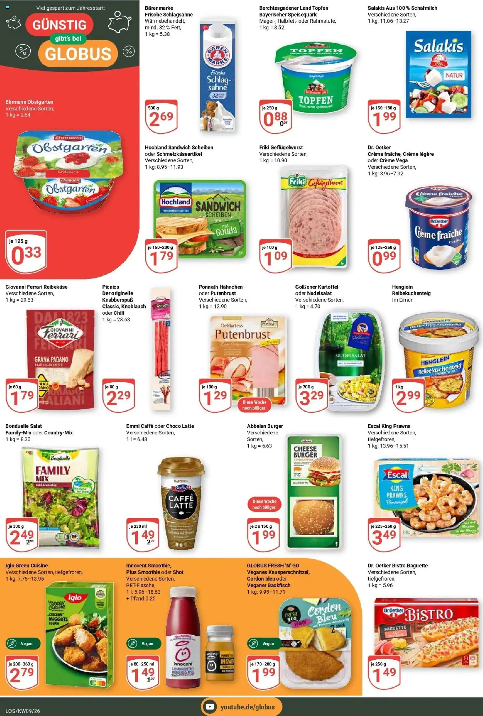 Globus Prospekt Losheim Am See – gültig ab 23.02.2026 | Seite: 3 | Produkte: Gouda, Knoblauch, Reibekase, Sahne