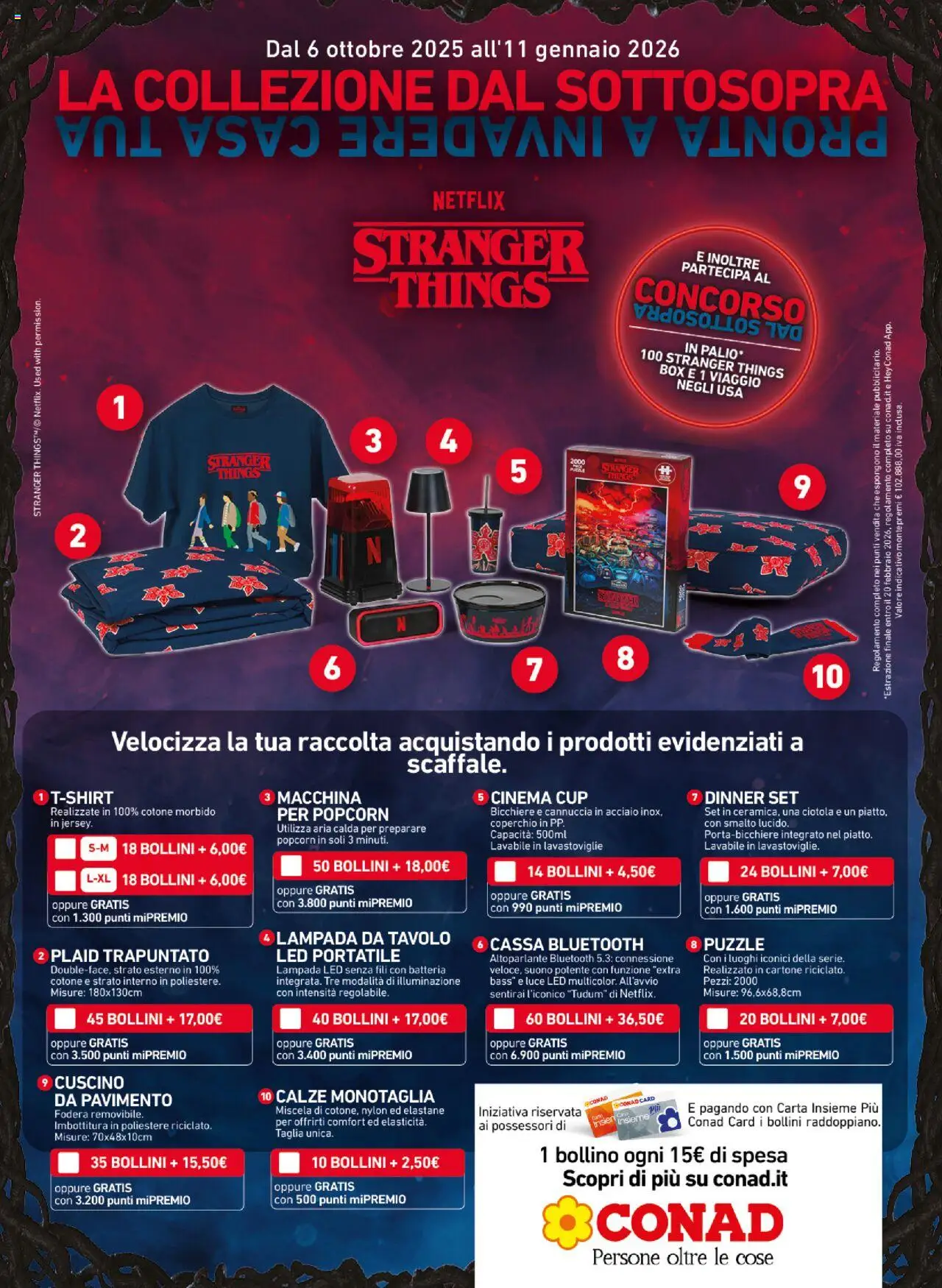 Volantino Conad del 09.10.2025 | Pagina: 13 | Prodotti: Plaid, Altoparlante, Tavolo, Ciotola