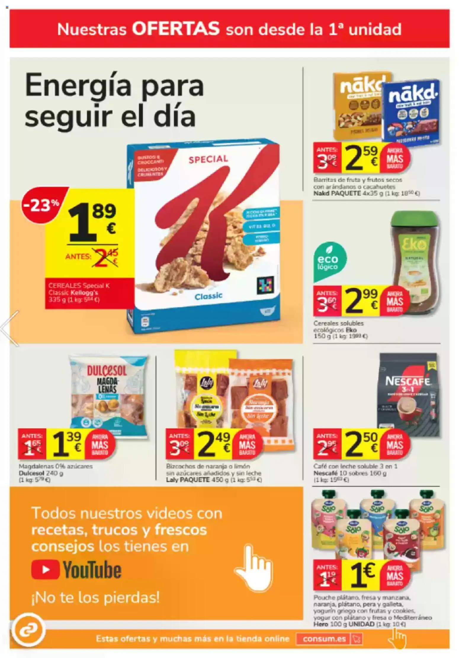 Consum folleto │ válido desde el 23.10.2025 | Página: 4 | Productos: Café con leche, Yogur, Café, Cereales