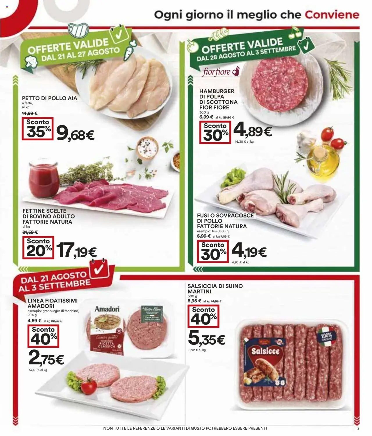 Volantino COOP del 21.08.2025 | Pagina: 3 | Prodotti: Petto di Pollo, Pollo, Suino, Salsiccia