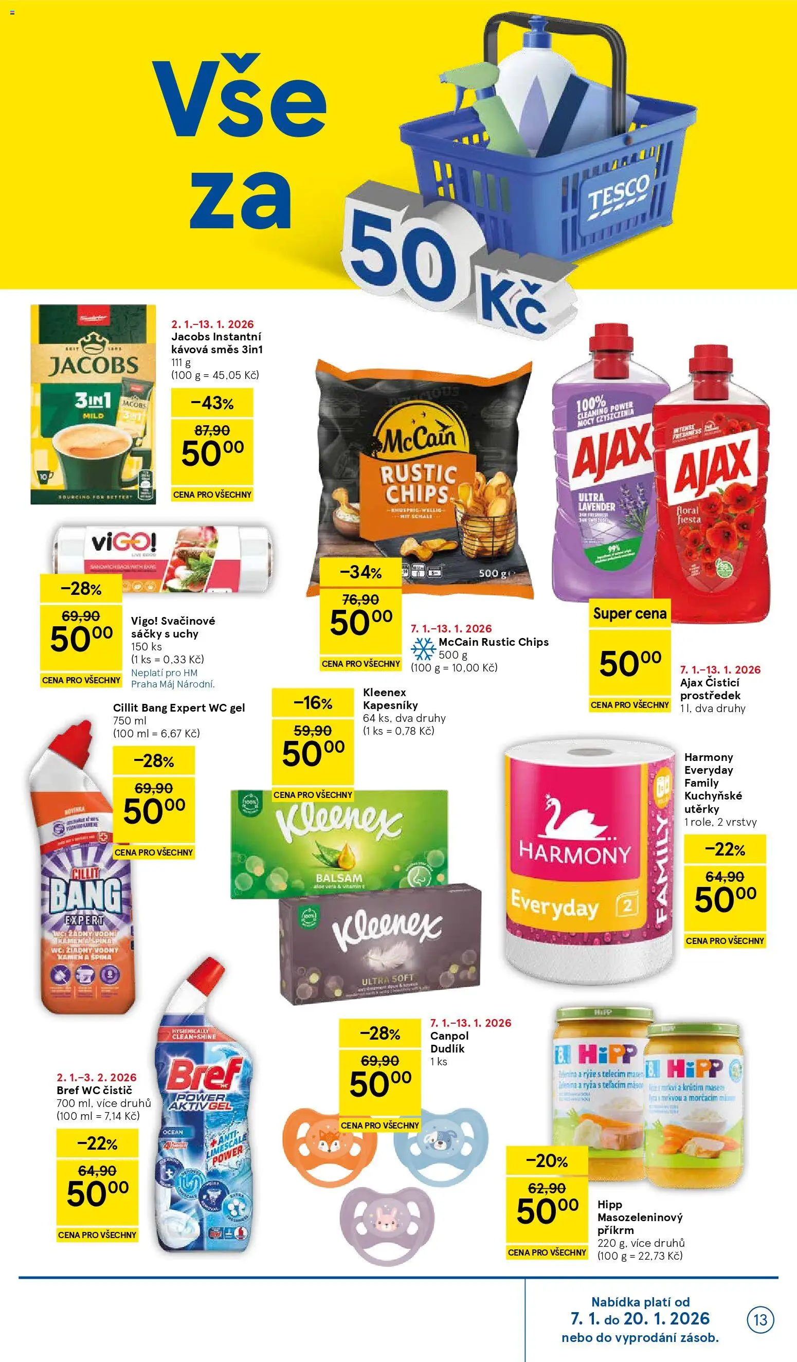 Tesco leták - Hypermarket od 07.01.2026 | Strana: 13 | Produkty: Čistící prostředek, Ajax, Dudlík, Hipp