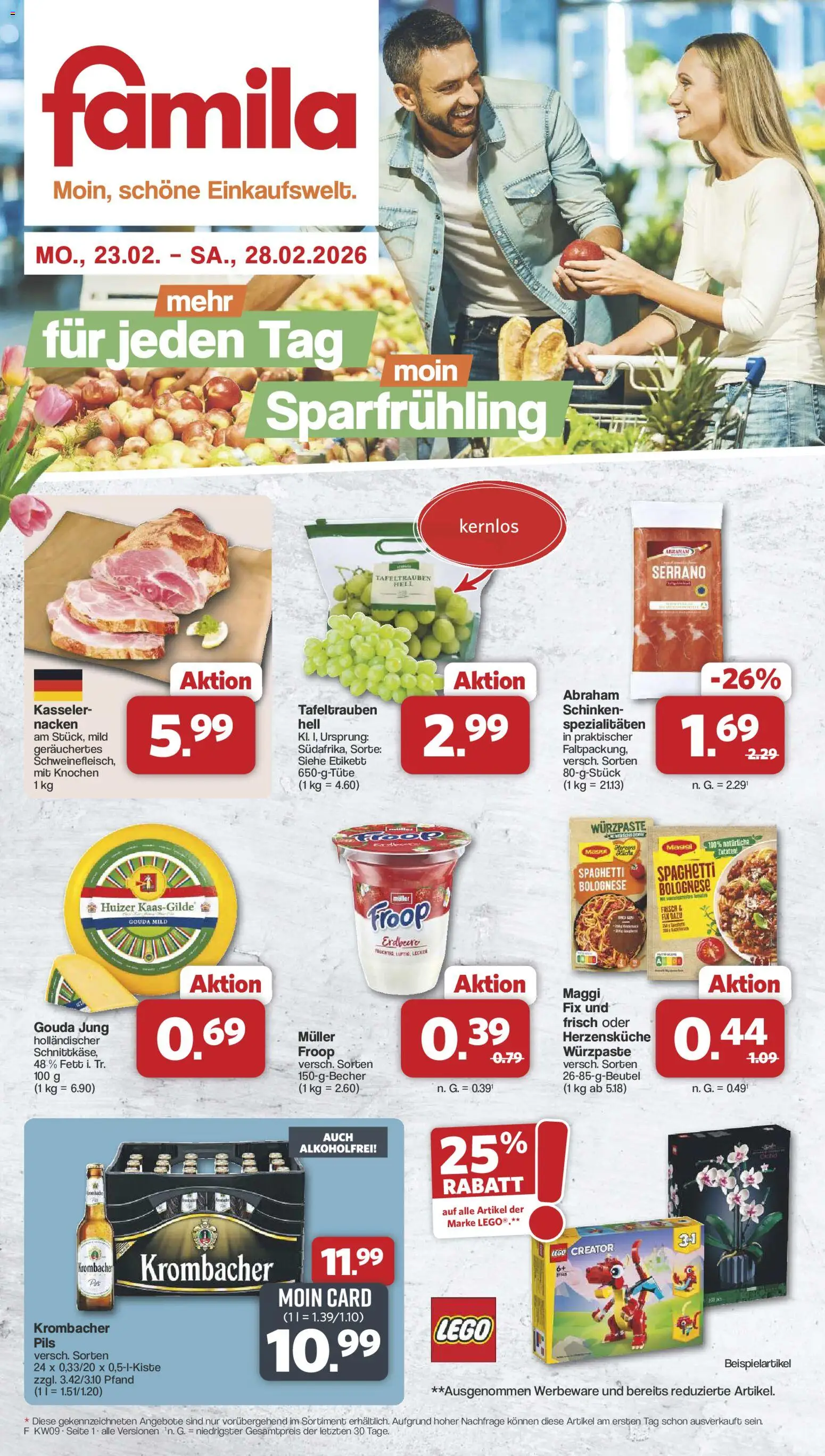 Famila Nordwest Prospekt 	 – gültig ab 23.02.2026 | Seite: 1 | Produkte: Froop, Pils, Maggi fix, Krombacher