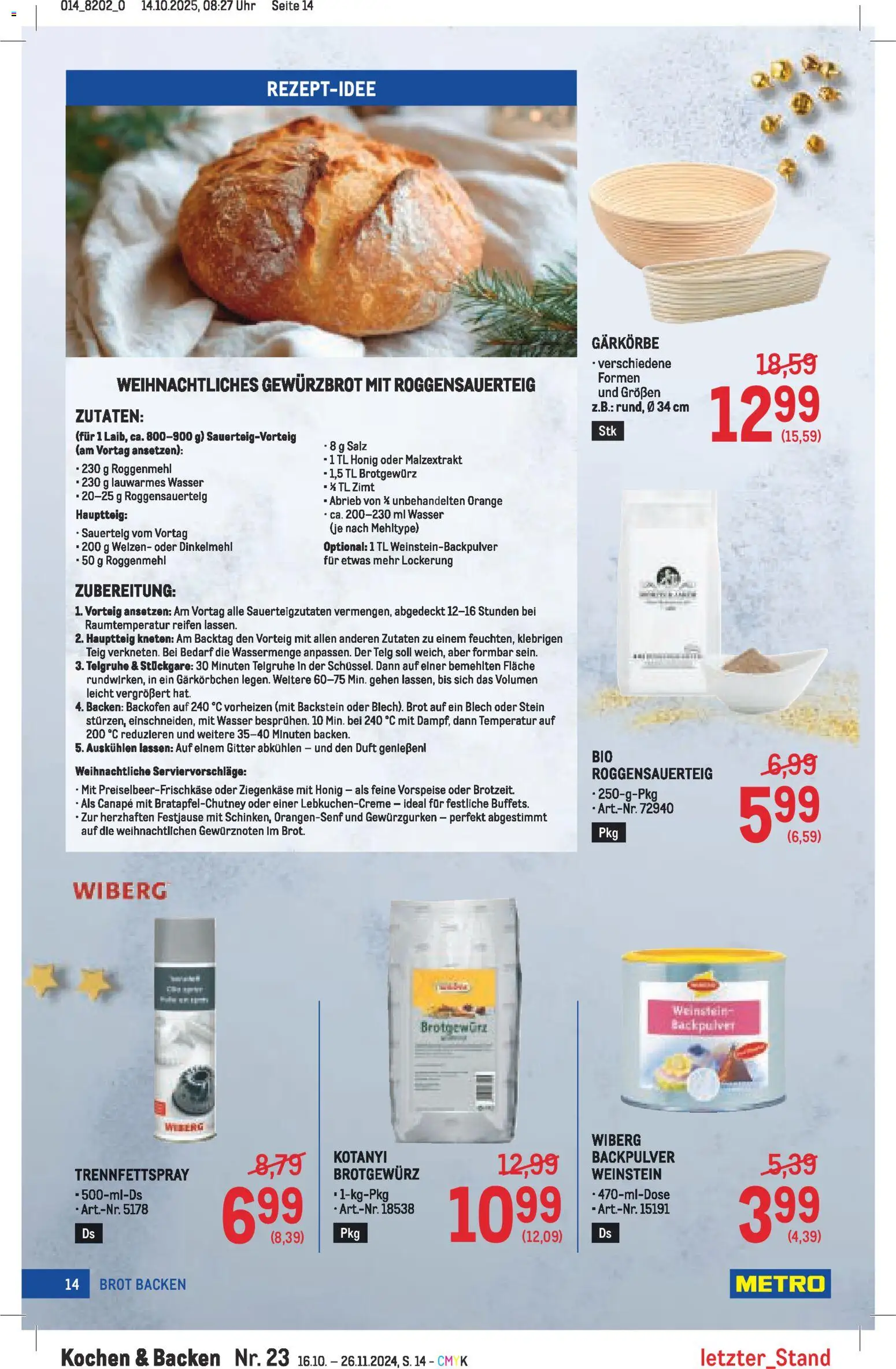 Metro Backen Spezial gültig ab 30.10.2025 | Seite: 14 | Produkte: Wasser, Uhr, Duft, Brot