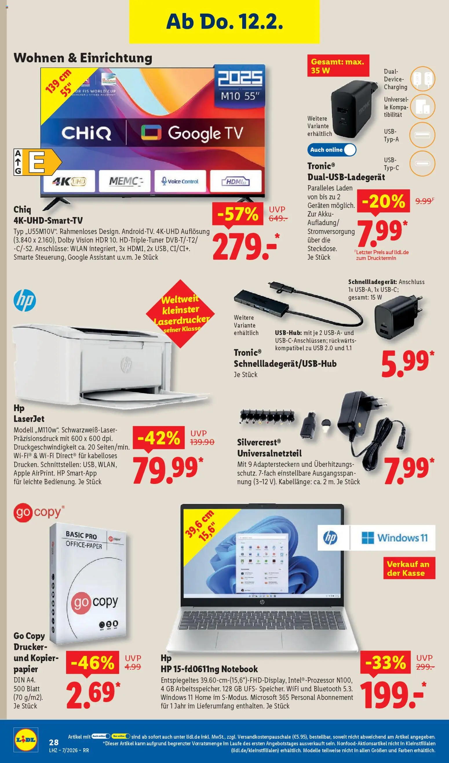 Lidl Prospekt Bestwig – gültig ab 09.02.2026 | Seite: 46 | Produkte: USB, Laserdrucker, Notebook, Drucker