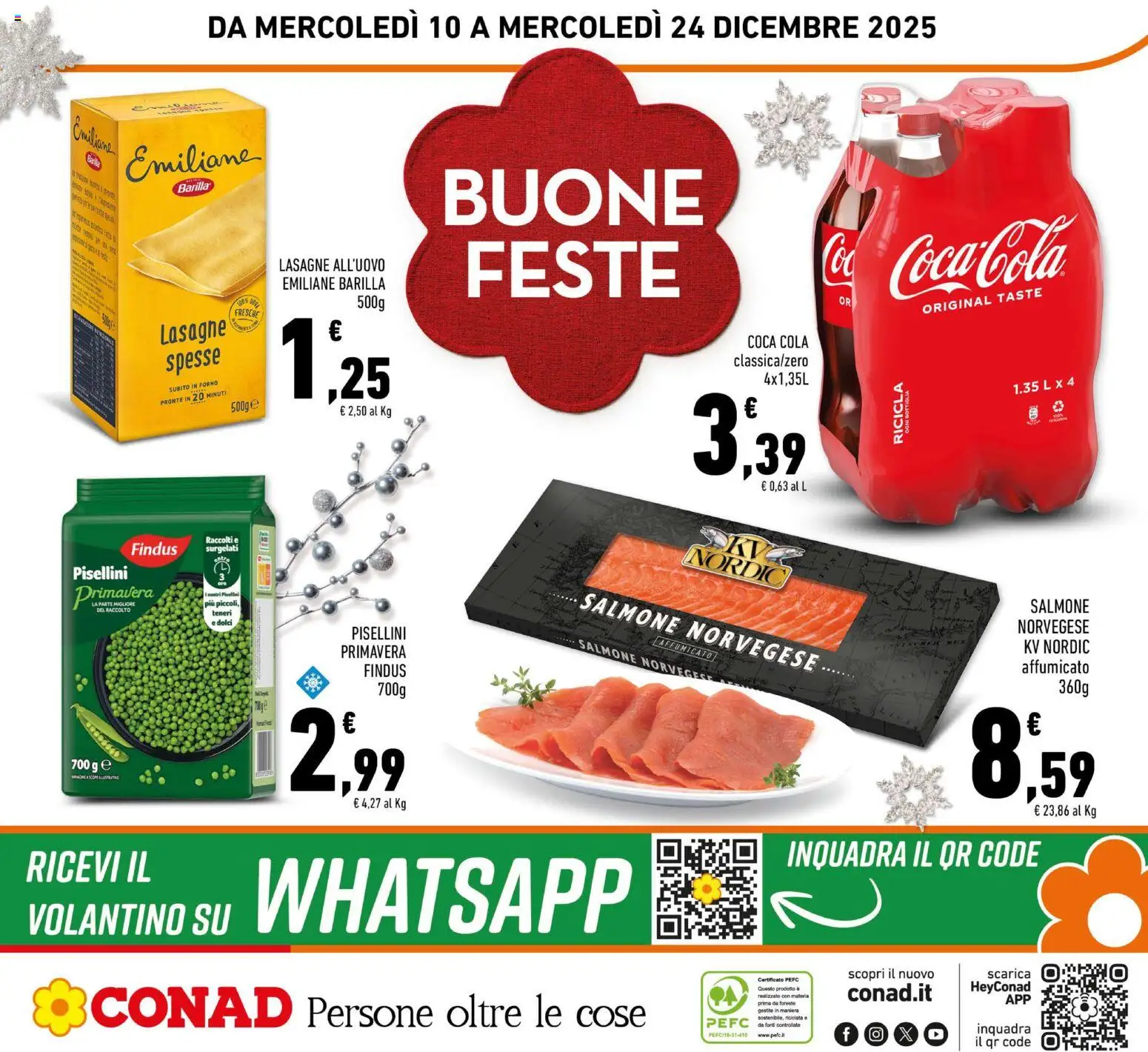 Volantino Conad del 10.12.2025 | Pagina: 32 | Prodotti: Salmone, Forno, Bottiglia, Coca Cola