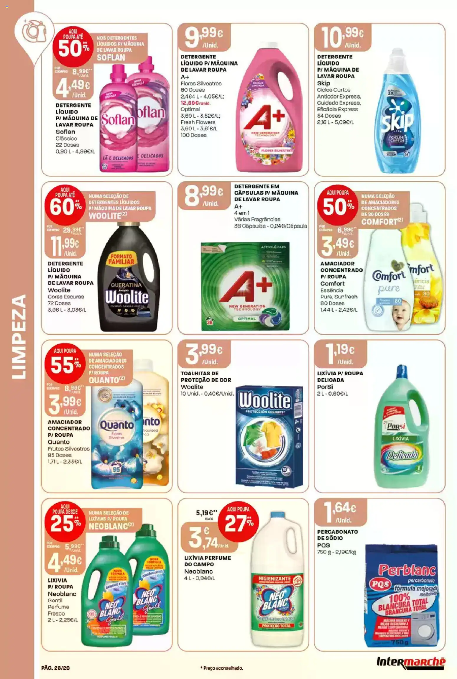 Intermarché Folheto Contact │ válido de 12.02.2026 | Página: 26 | Produtos: Máquina de lavar, Flores, Perfume, Detergente