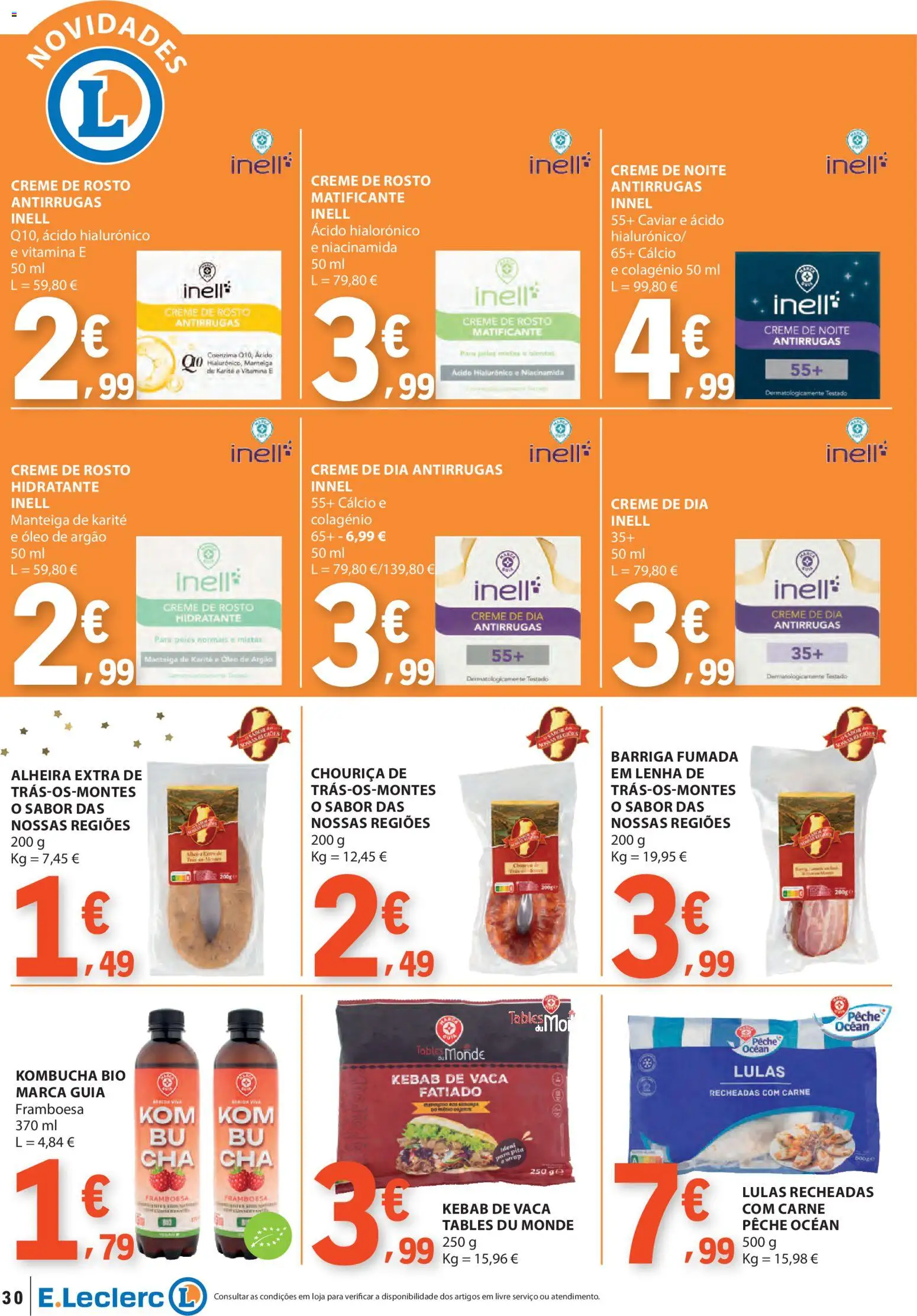 E.Leclerc folheto │ válido de 18.12.2025 | Página: 30 | Produtos: Kombucha, Cálcio, Óleo, Alheira