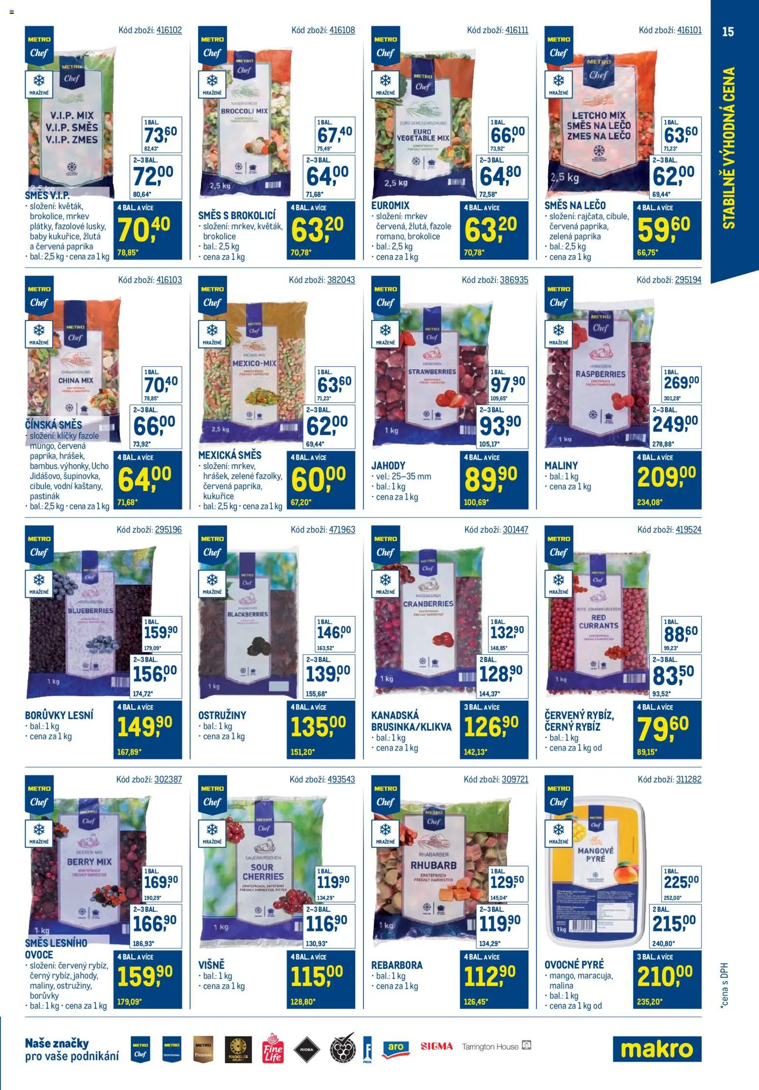 Makro leták - Stabilně výhodná cena od 19.11.2025 | Strana: 15 | Produkty: Jahody, Mrkev, Maliny, Fazole