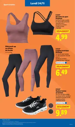 LIDL - Prévisualisation de Crivit® Baskets femme ou homme, Du 37 au 45 selon modèle Ex. dessus textile, doublure semelle de propreté textile La paire au choix. n°487084/510547 valide à partir de 20.11.2025 | Page: 83 | Produits: Leggings, Baskets