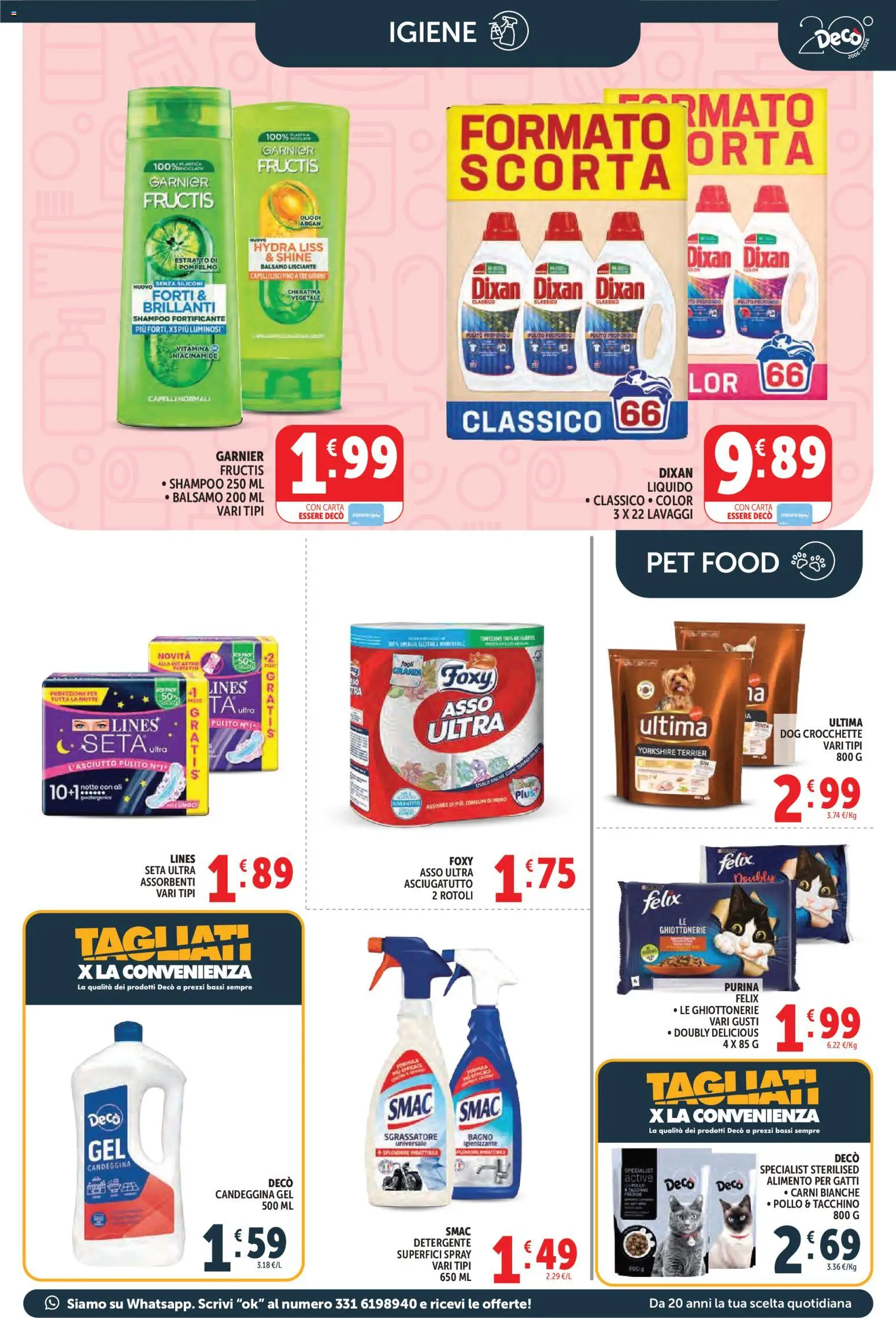Volantino Decò del 09.04.2026 | Pagina: 11 | Prodotti: Balsamo, Detergente, Candeggina, Crocchette