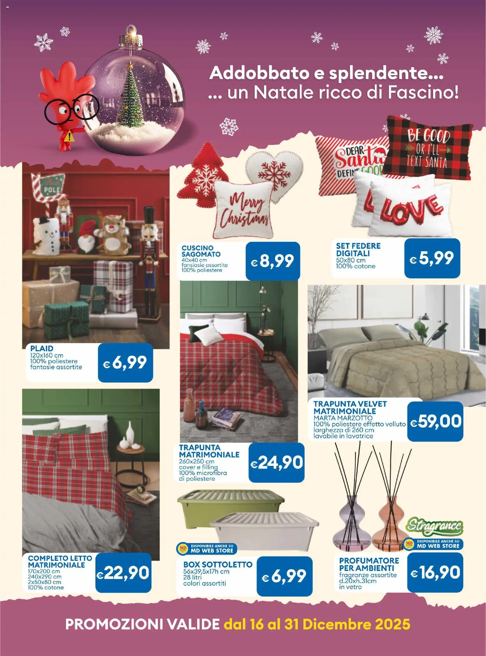 Volantino MD Discount del 16.12.2025 | Pagina: 29 | Prodotti: Plaid, Letto matrimoniale, Trapunta, Letto