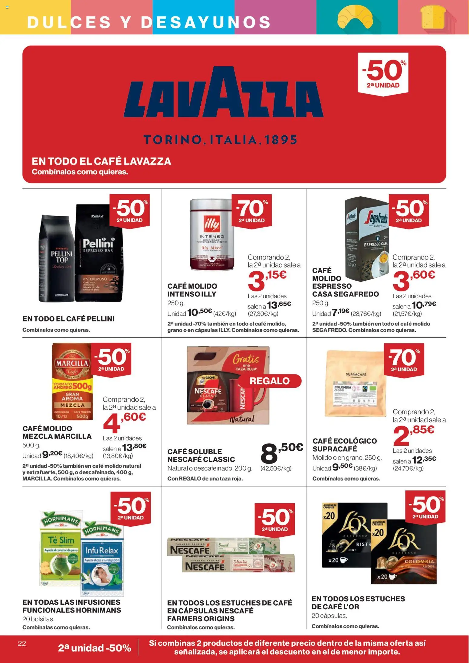 Hipercor catálogo │ válido desde el 25.03.2026 | Página: 22 | Productos: Café, Café molido, Té, Μηχανή καφέ