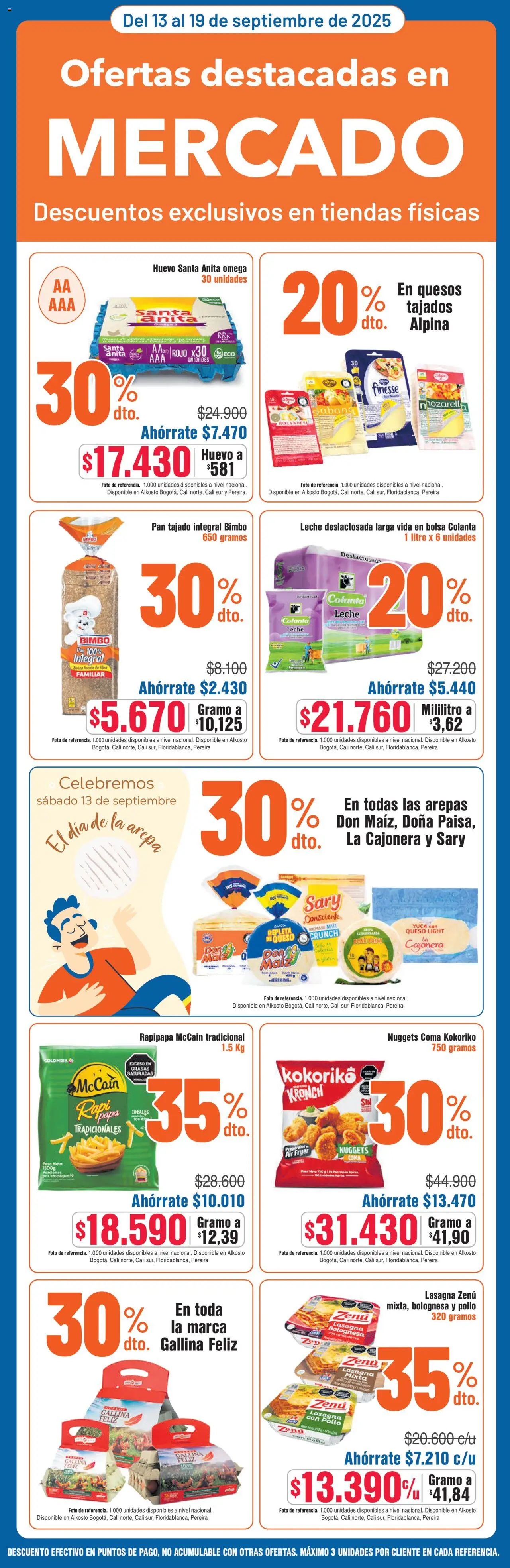 Alkosto folleto │ válido desde el 13.09.2025 | Página: 2 | Productos: Leche, Pan, Bolsa, Peso