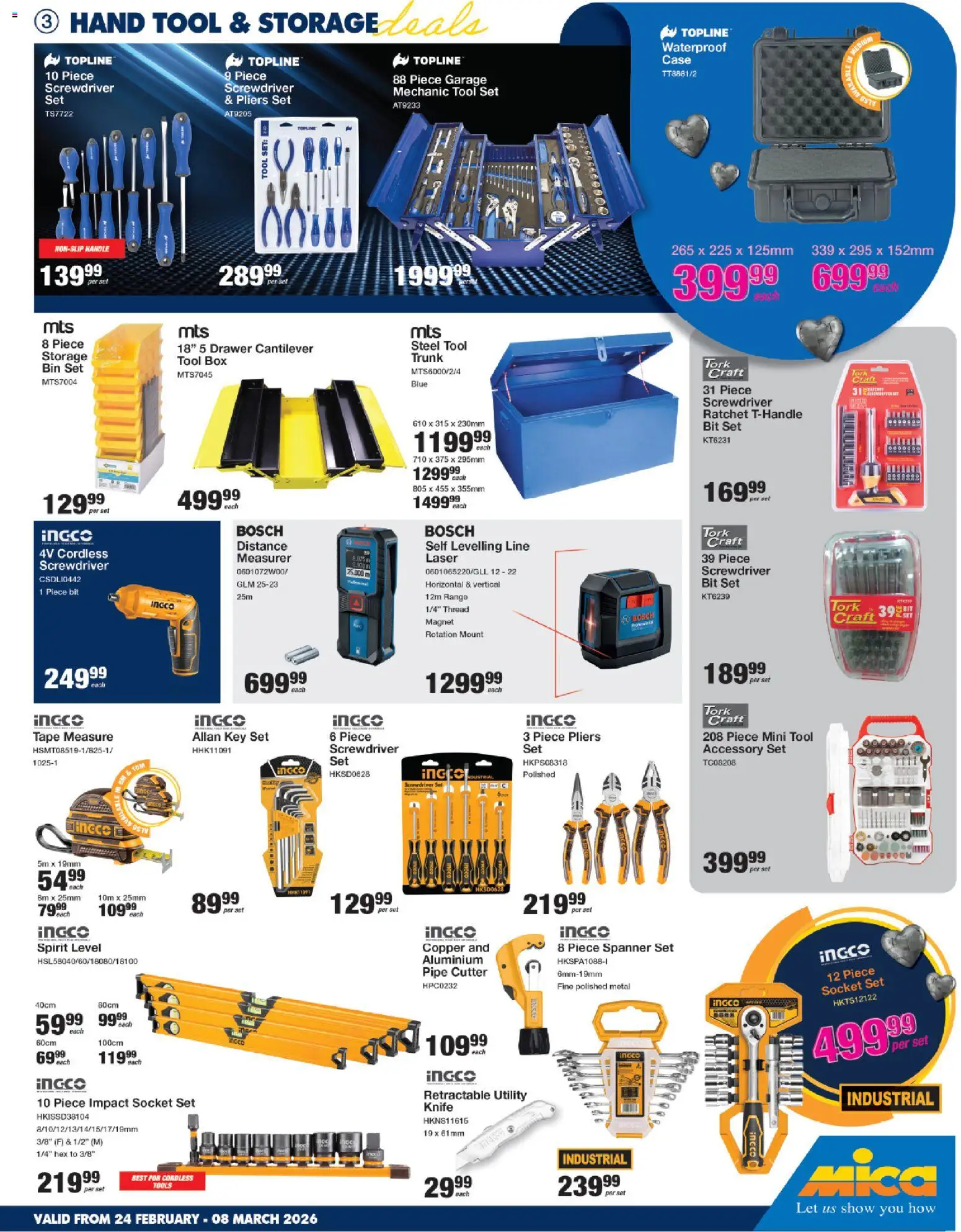 New MICA catalogue – valid from 24.02.2026 | Page: 3 | Products: Arch, Socket, Tape measure, Pipe